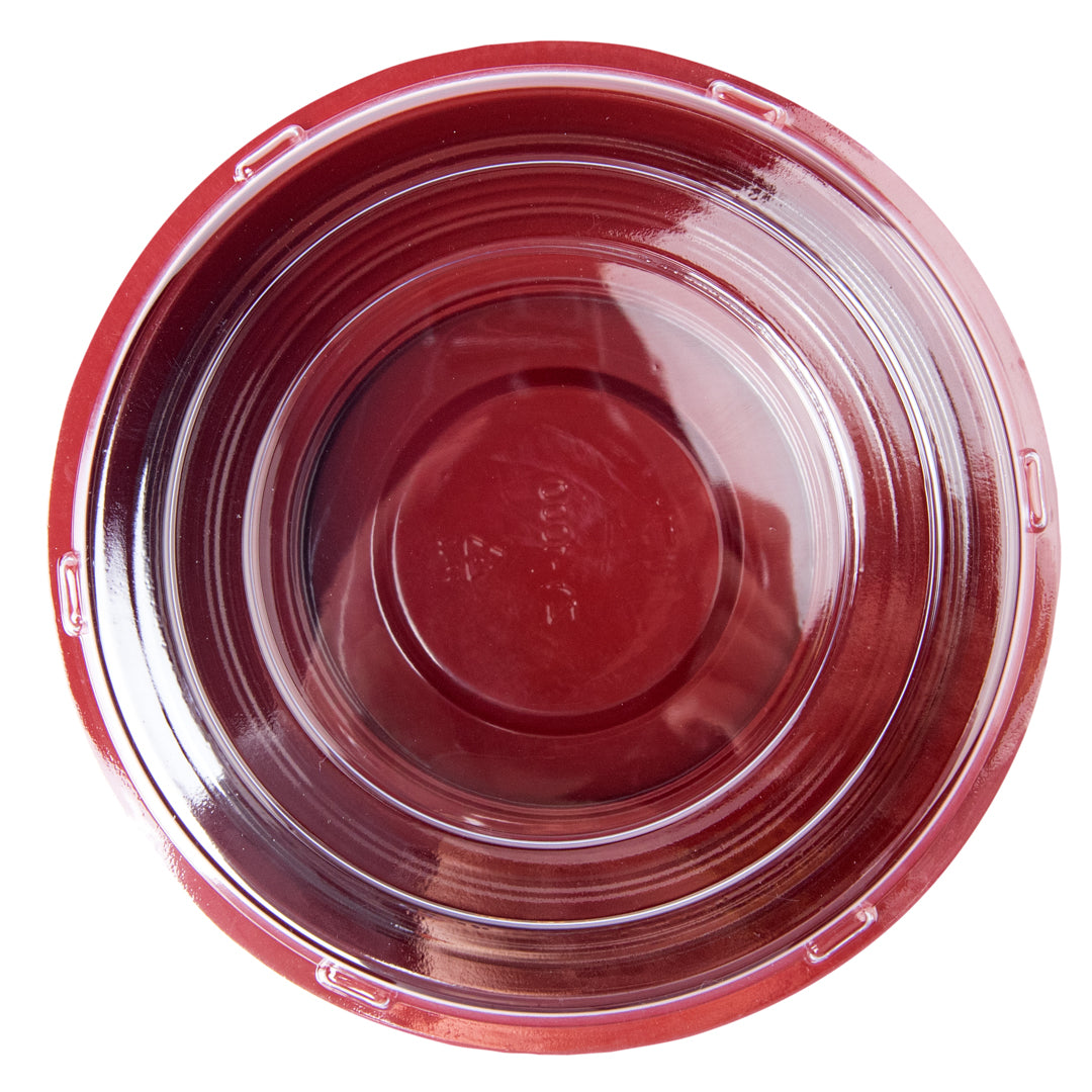 34oz Large Asian Panda Bowl with Clear Lid - Round Black & Red Plastic Microwave-Safe Food Storage Container (7.25