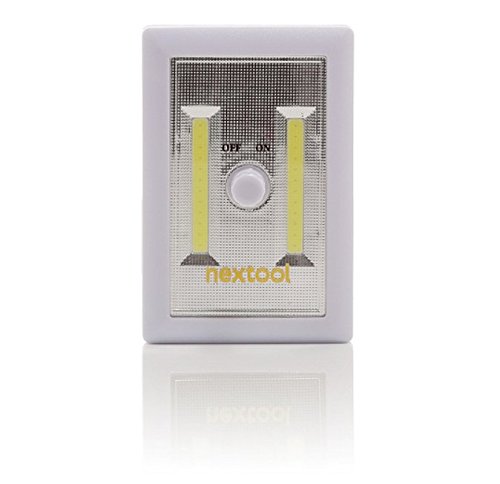 Dimmable COB LED Cordless Tap Light with Adjustable Brightness - Battery Operated Night Light (Includes 3 AAA Batteries & Adhesive Strips) - Perfect for Closets, Cabinets, Stairs & Bedrooms - White