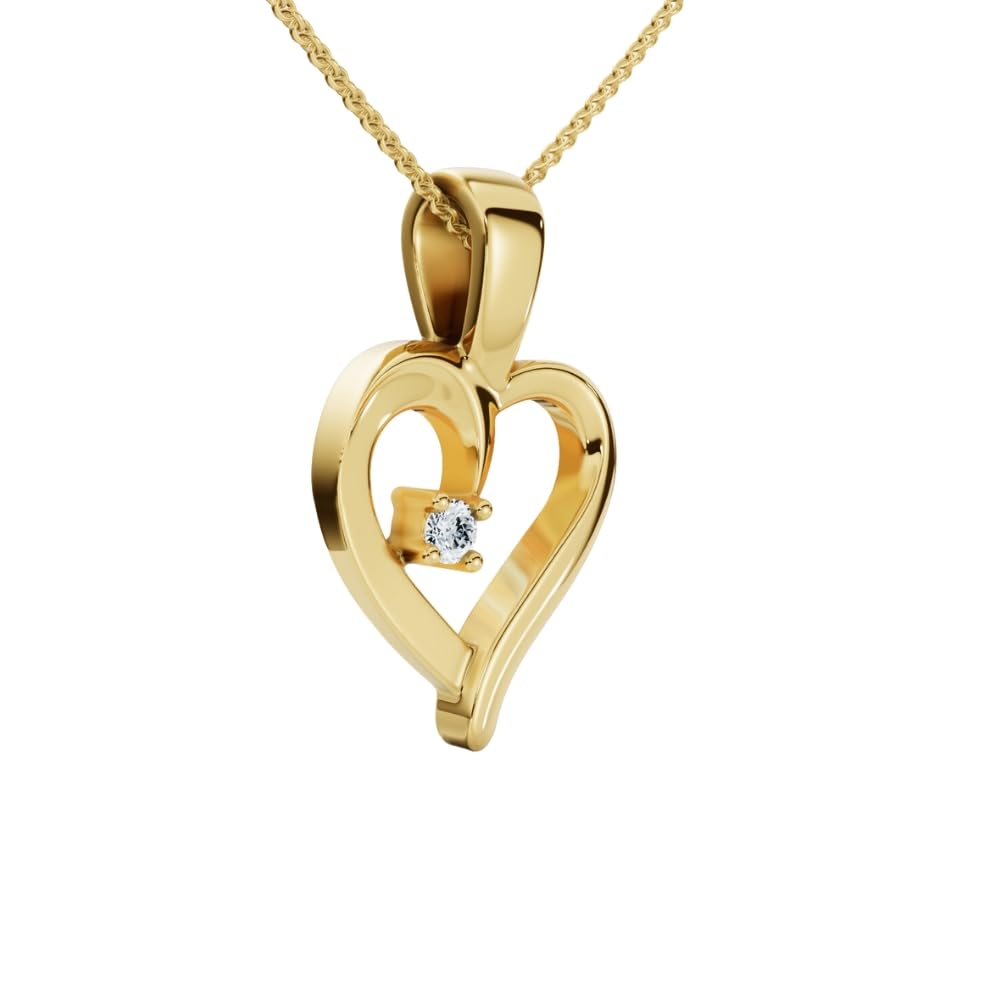 14K White/Yellow/Rose Gold Heart Shape Solitaire Diamond Pendant Necklace for Women - Elegant Valentine's Day Gift, Anniversary Present & Romantic Jewelry for Her