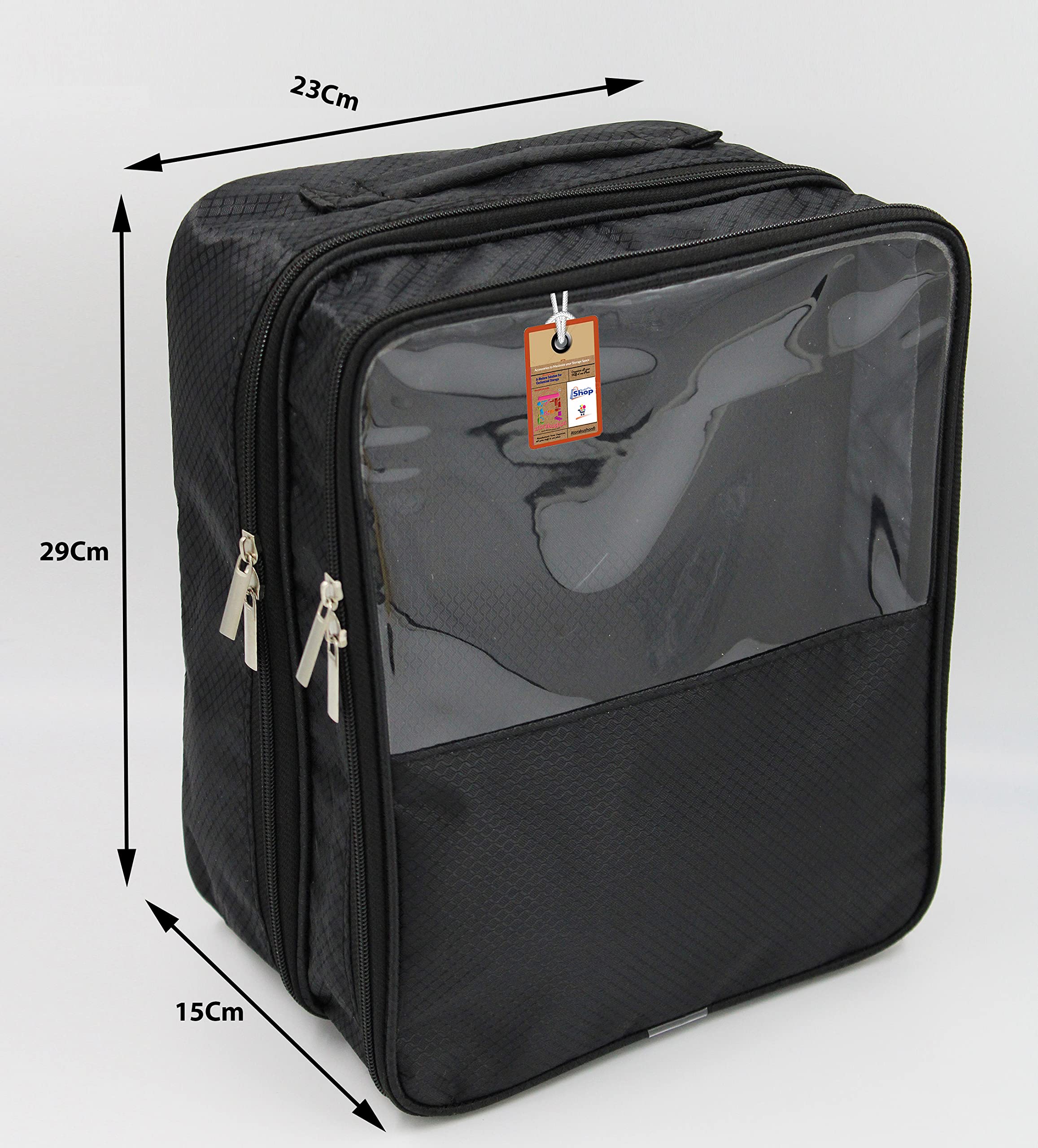 Waterproof Travel Shoe Bags with Zipper - Atorakushon® Fabric Storage Organizer for Men & Women (Black) - Perfect for Gym & Vacation Packing