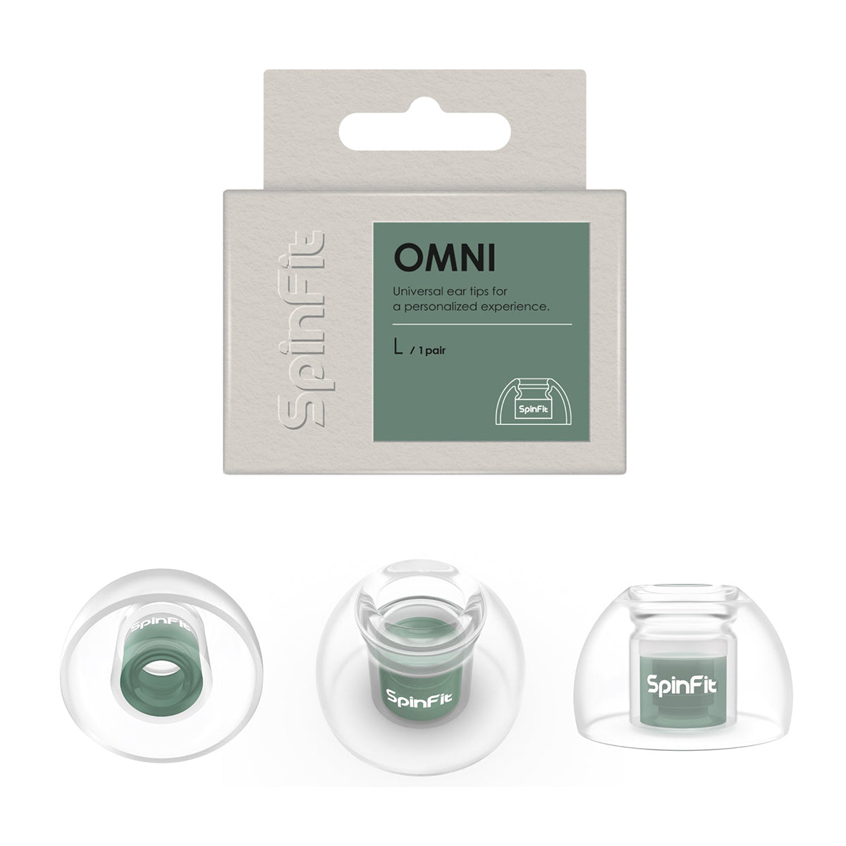 Spinfit Omni Silicone Eartips (1 Pair) - Premium Comfort Ear Tips for AirPods, Galaxy Buds & Wireless Earbuds - Perfect for Workouts, Commuting & Noise Isolation
