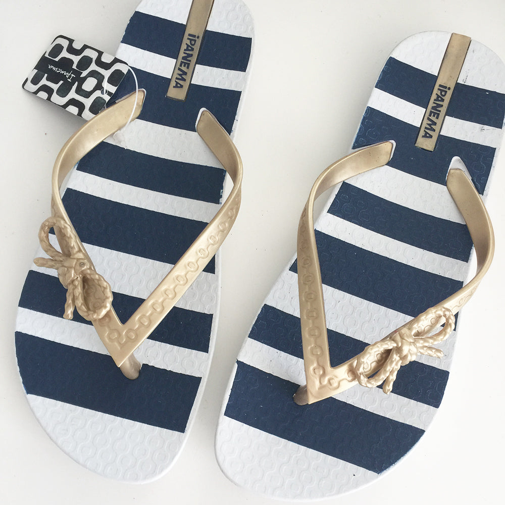 Ipanema Nautical Flip Flops for Women - Comfortable Beach Sandals with Arch Support | Perfect for Poolside, Vacation & Summer Outfits