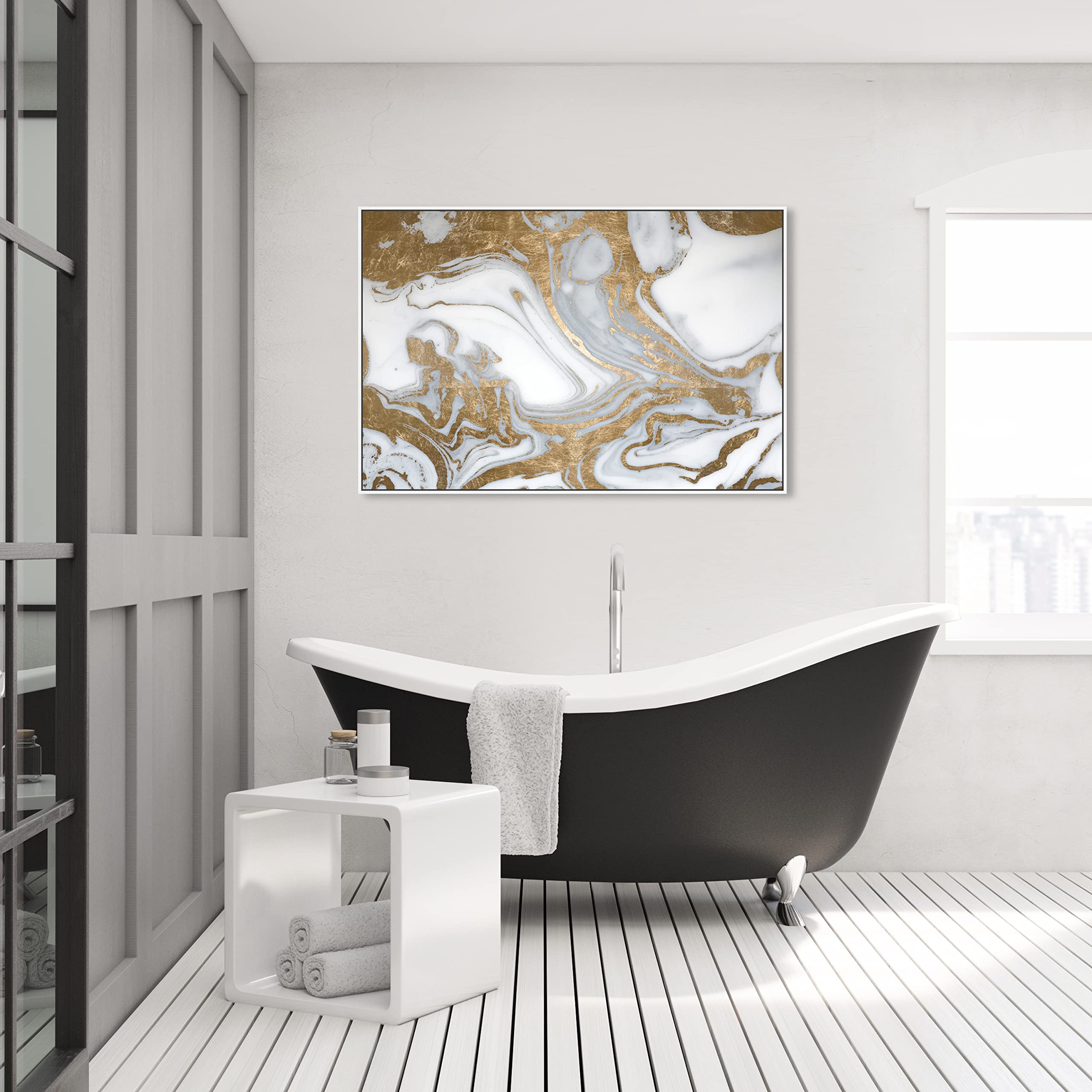Abstract Wall Art Canvas Print 'Black Tie Nights' by Oliver Gal - 45x30 Inches White Framed Crystal Home Decor for Living Room, Bedroom & Office