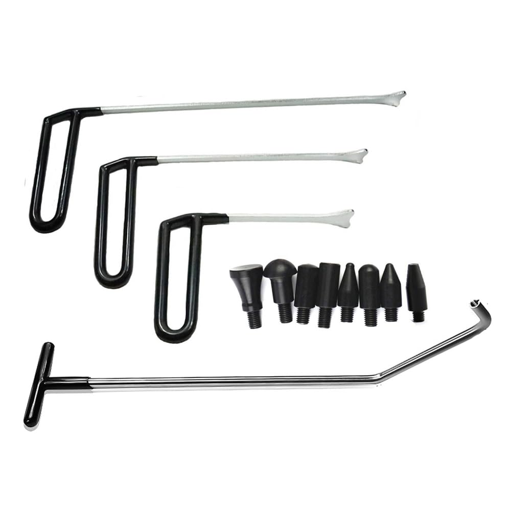 Paintless Dent Repair Kit - 12-Piece Automotive Dent Removal Tools Set with Crowbar, Push Rod & Hooks for Car Body Repair | Professional PDR Hand Tools for DIY Auto Body Dent Fixing at Home or Garage