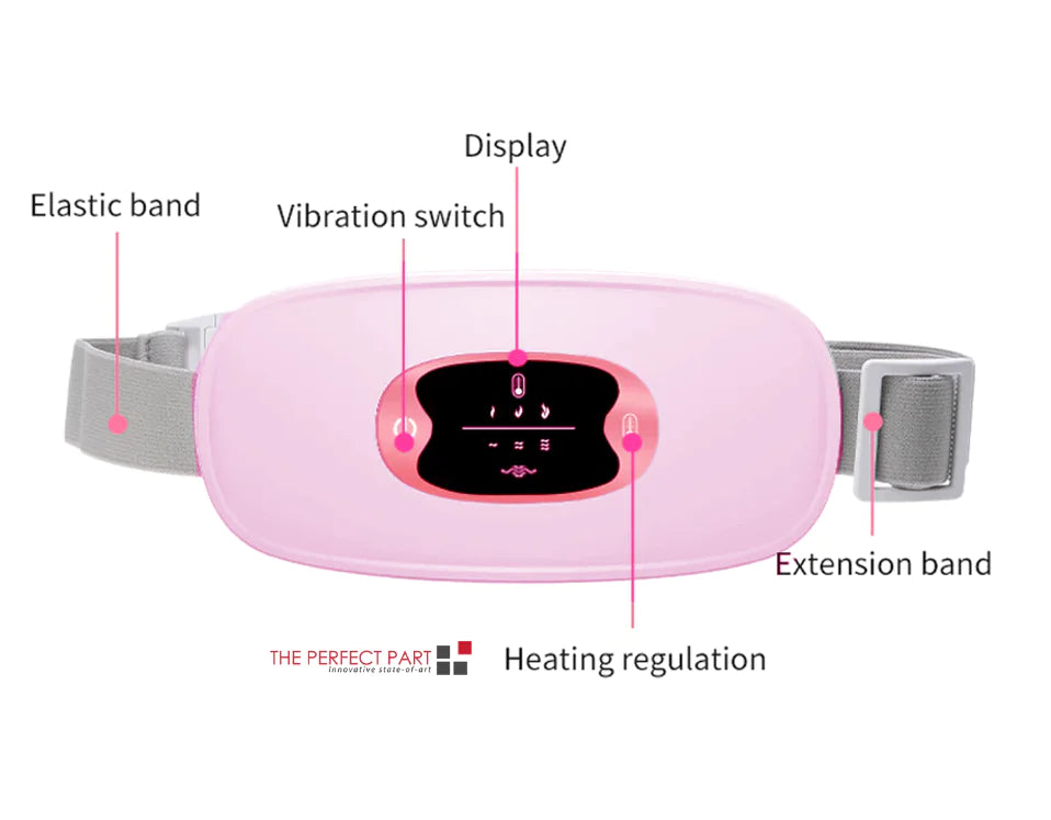 Electric Heating Menstrual Pad Belt with Vibration & Heat Therapy - Period Pain Relief for Women - Comfortable Cramp Relief at Home, Work or During Sleep