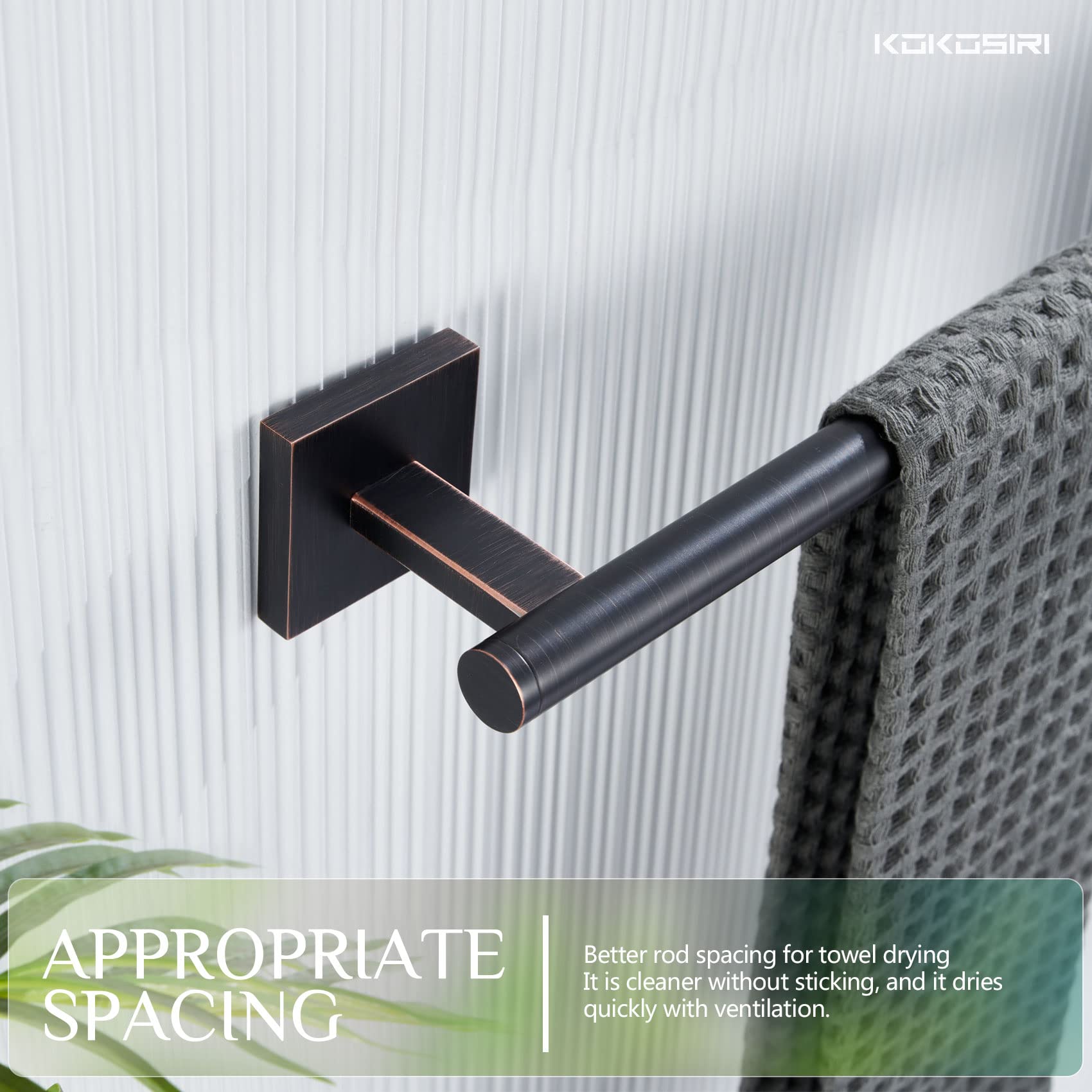 KOKOSIRI 16 Inch Oil Rubbed Bronze Stainless Steel Towel Bar - Bathroom & Kitchen Towel Holder with Rustproof Design (B4005ORB-L16) - Perfect for Hanging Hand Towels in Bathrooms, Kitchens, and Cabinets