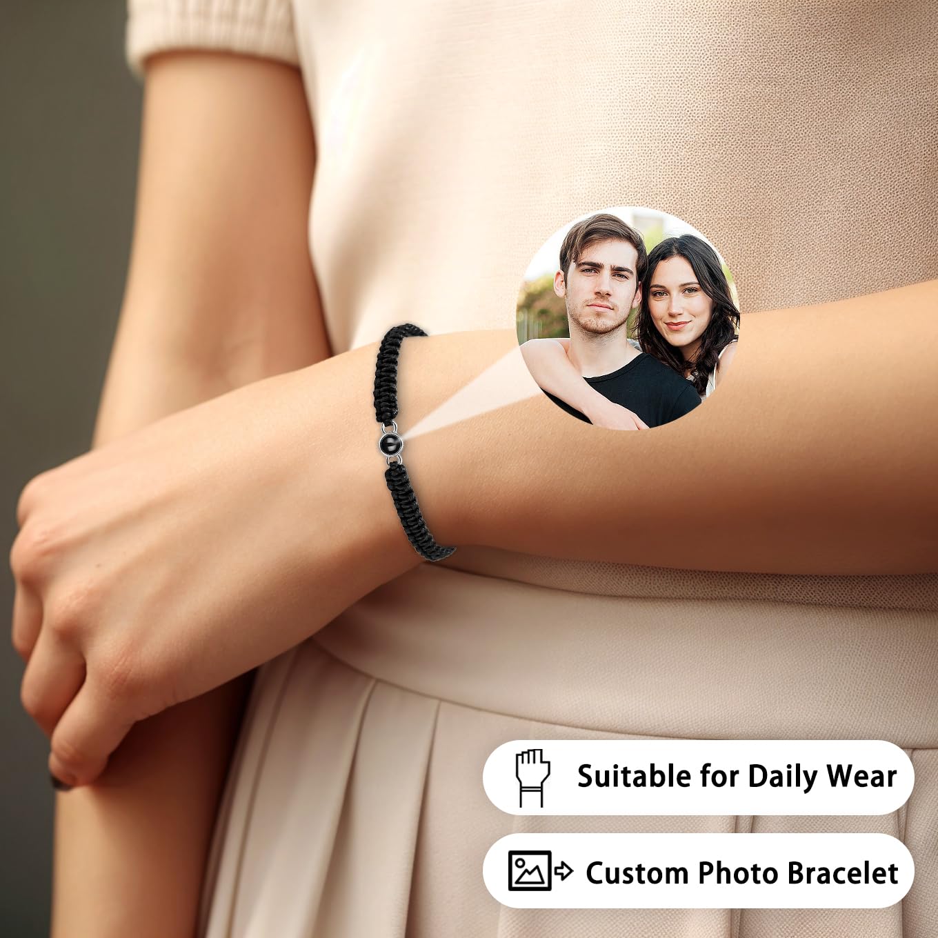 Custom Photo Bracelet for Women - Personalized Engraved Memorial Jewelry with Picture Inside, Unique Valentines Gift for Wife & Girlfriend - Perfect for Anniversaries, Birthdays & Special Occasions