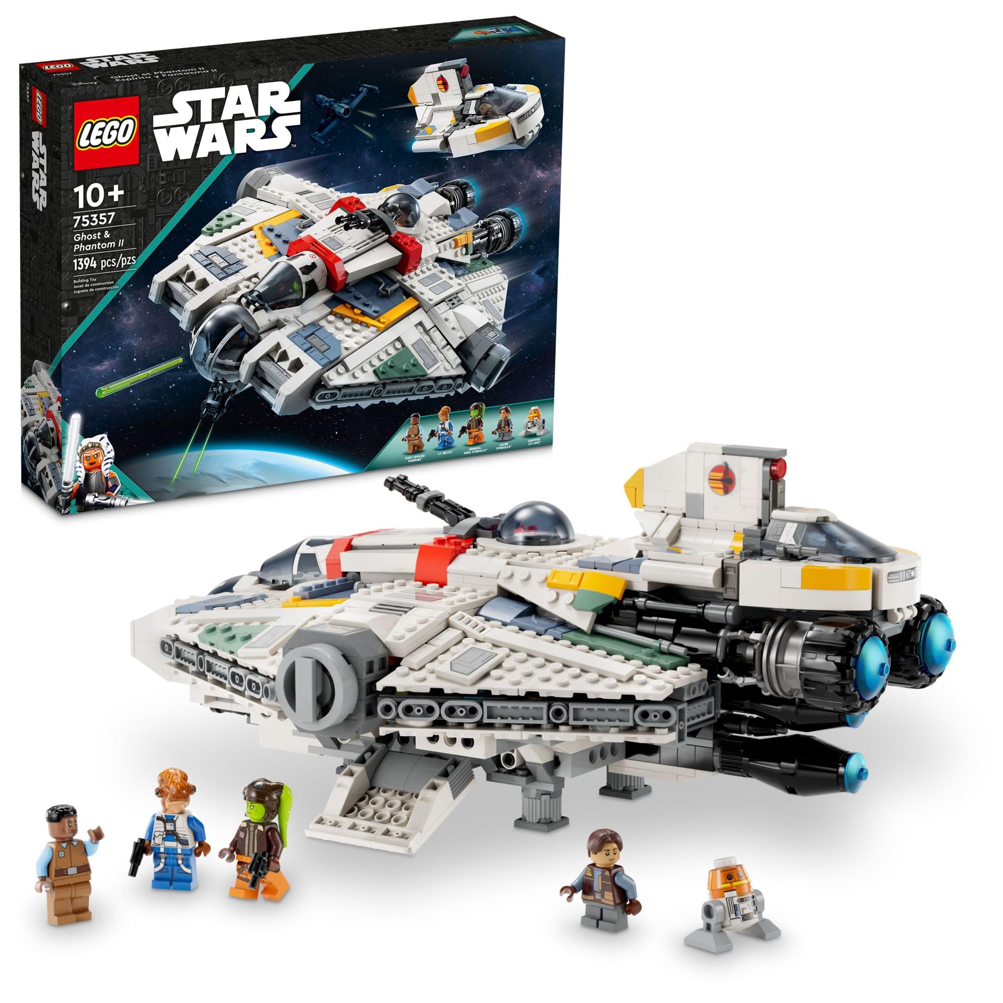 LEGO Star Wars Ahsoka Ghost and Phantom II Spaceship Building Set (75357) - 5 Minifigures - Star Wars Toys for Kids Ages 10+ - Perfect Birthday Gift & Collectible for Boys & Girls - Build & Play Spaceship Adventure for Star Wars Fans