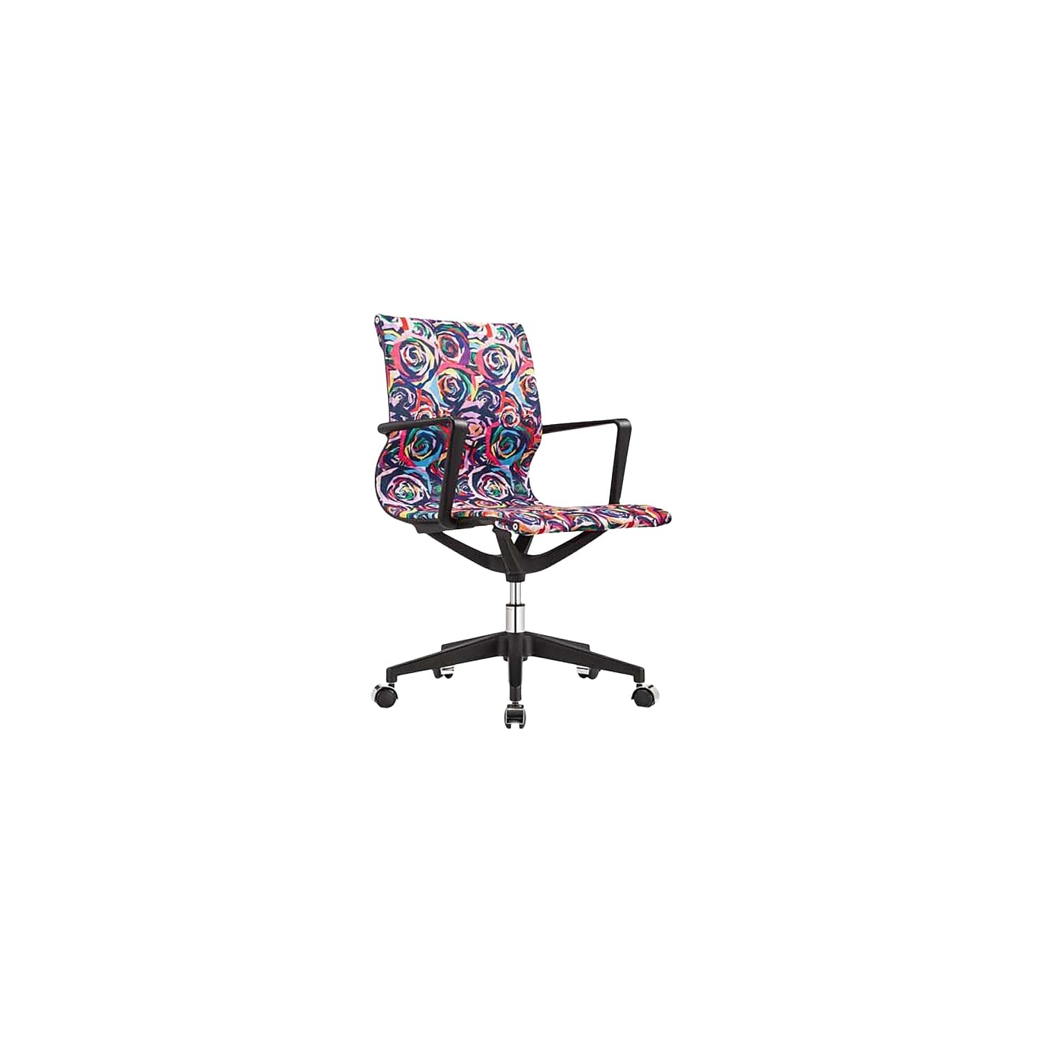 Eurotech Seating Elizabeth Sutton Collection Wynwood Multi Rose Task Chair - Ergonomic Nylon Office Desk Chair with Black Frame & Silver Accents - Perfect for Home Office, Study & Workspace