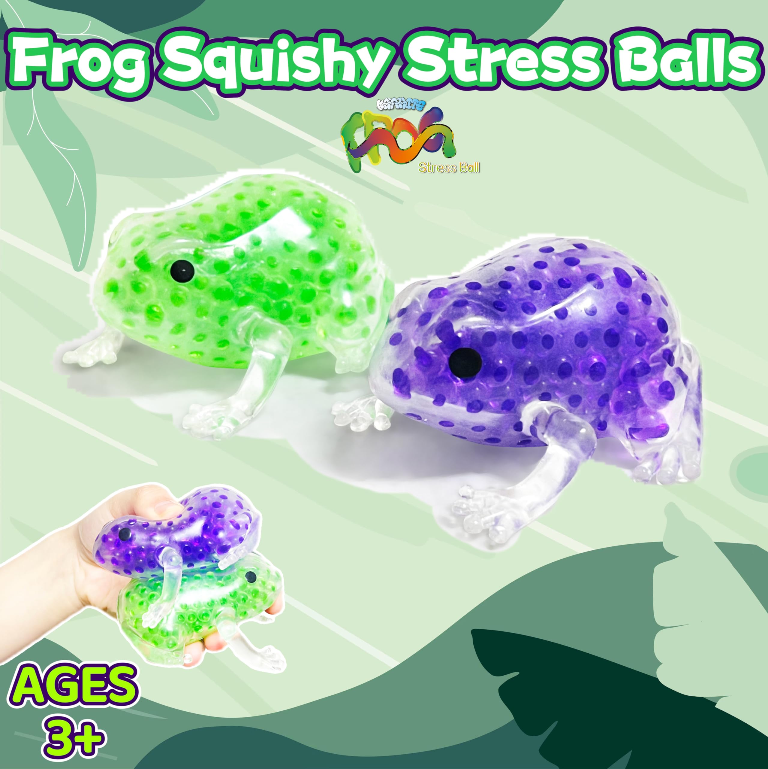 Stretchy Frog Stress Balls (Set of 2) - Squishy Animal Stress Relief Toys for Adults & Kids | Soft Party Favors, Home Decor & Vase Filler | Perfect for Office Stress Relief, Classroom Rewards & Sensory Play