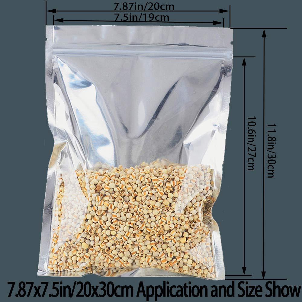 Premium Mylar Ziplock Bags - Airtight Smell Proof Foil Pouch with Resealable Zipper | Heat Sealable Food Storage Bags for Candy, Coffee, Tea, Snacks & Dry Goods | 30-Pack Mixed Sizes (Small/Medium/Large) | Ideal for Home Kitchen, Camping & Commercial Food Packaging