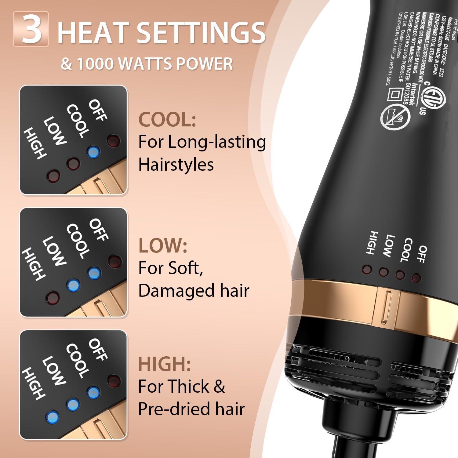 Nicebay Hair Dryer Brush - 3-in-1 Styling Tool for Straightening, Drying & Curling | Salon Results at Home