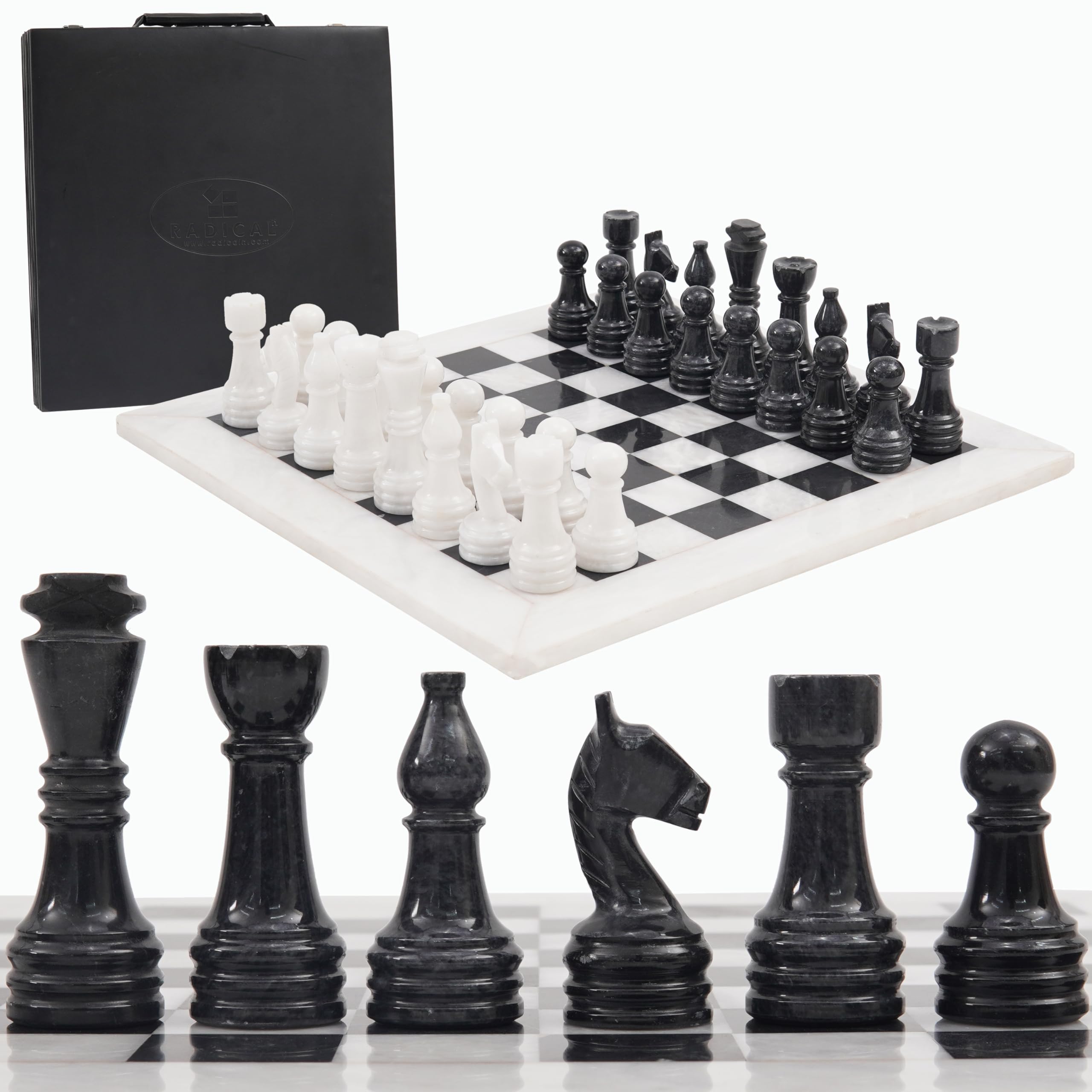 Premium Handmade Marble Chess Set with Storage Box - 15