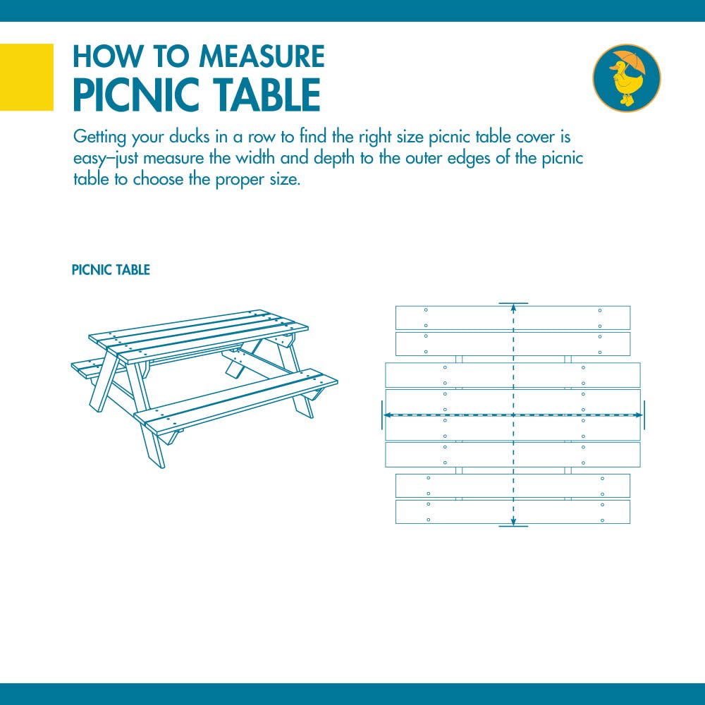 **Duck Covers Ultimate Waterproof 70 Inch Picnic Table Cover – Heavy Duty Outdoor Table Protector for Patio, Deck, and Backyard Use**