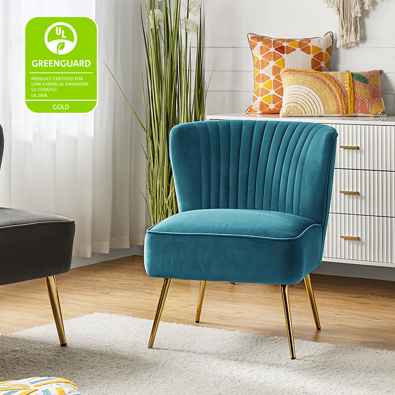 Lola Velvet Side Chair - Modern Upholstered Accent Chair for Living Room, Bedroom & Office - Soft Velvet Fabric with Sturdy Wooden Legs - Perfect for Dining, Lounge & Home Decor