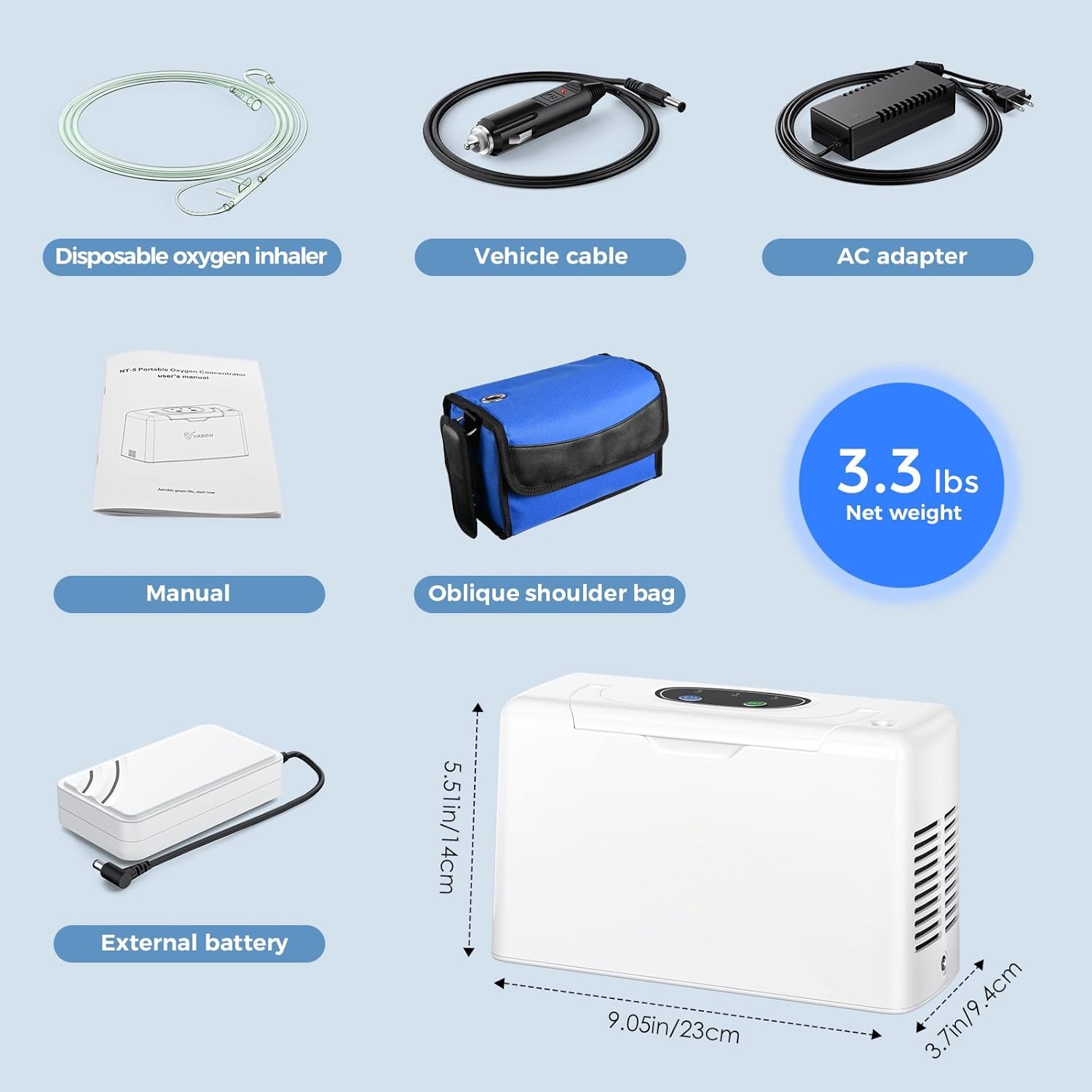 Portable 3L Oxygen Generator Machine with Accessories - Lightweight Travel Oxygen Concentrator for Home & Outdoor Use - Includes Carrying Bag (33% Smaller) - Perfect for Travel, Camping & Emergency Oxygen Therapy