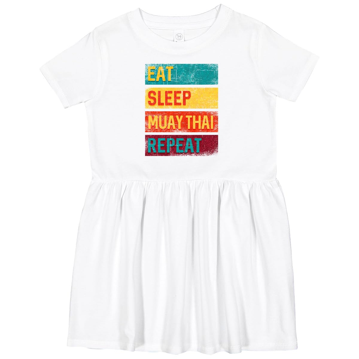 Inktastic Eat Sleep Muay Thai Repeat Toddler Dress - Cute Muay Thai Themed Outfit for Baby Girls & Boys - Perfect for Training, Playdates & Martial Arts Events