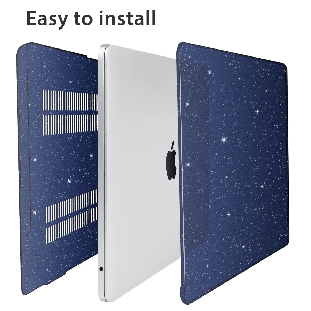 M2 2022 MacBook Air 13.6 inch Case A2681 - Glitter Hard Plastic Shell Cover with Keyboard Protector, Screen Protector & Webcam Cover | Compatible with Touch ID & Liquid Retina Display | Shiny Blue Protective Case for Work, School & Travel