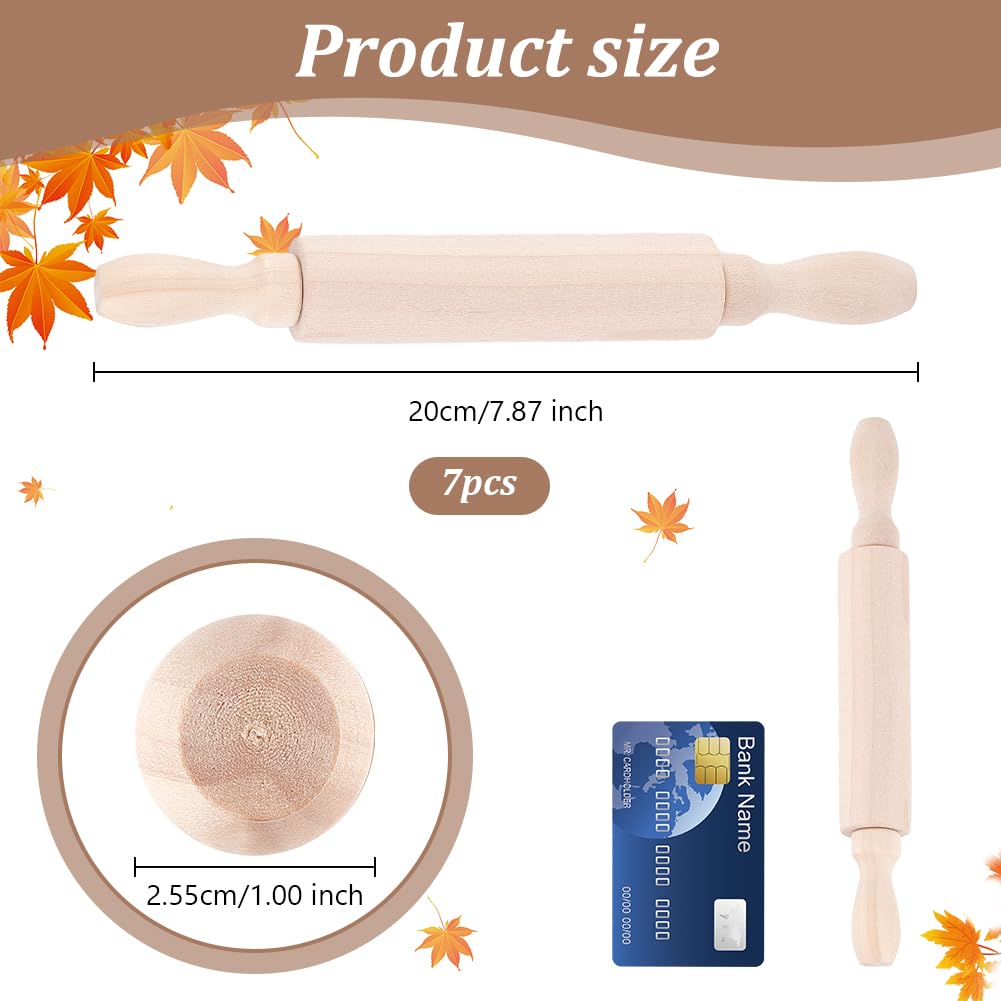 OLYCRAFT 7PCS Mini Wooden Rolling Pin Set - 7.9