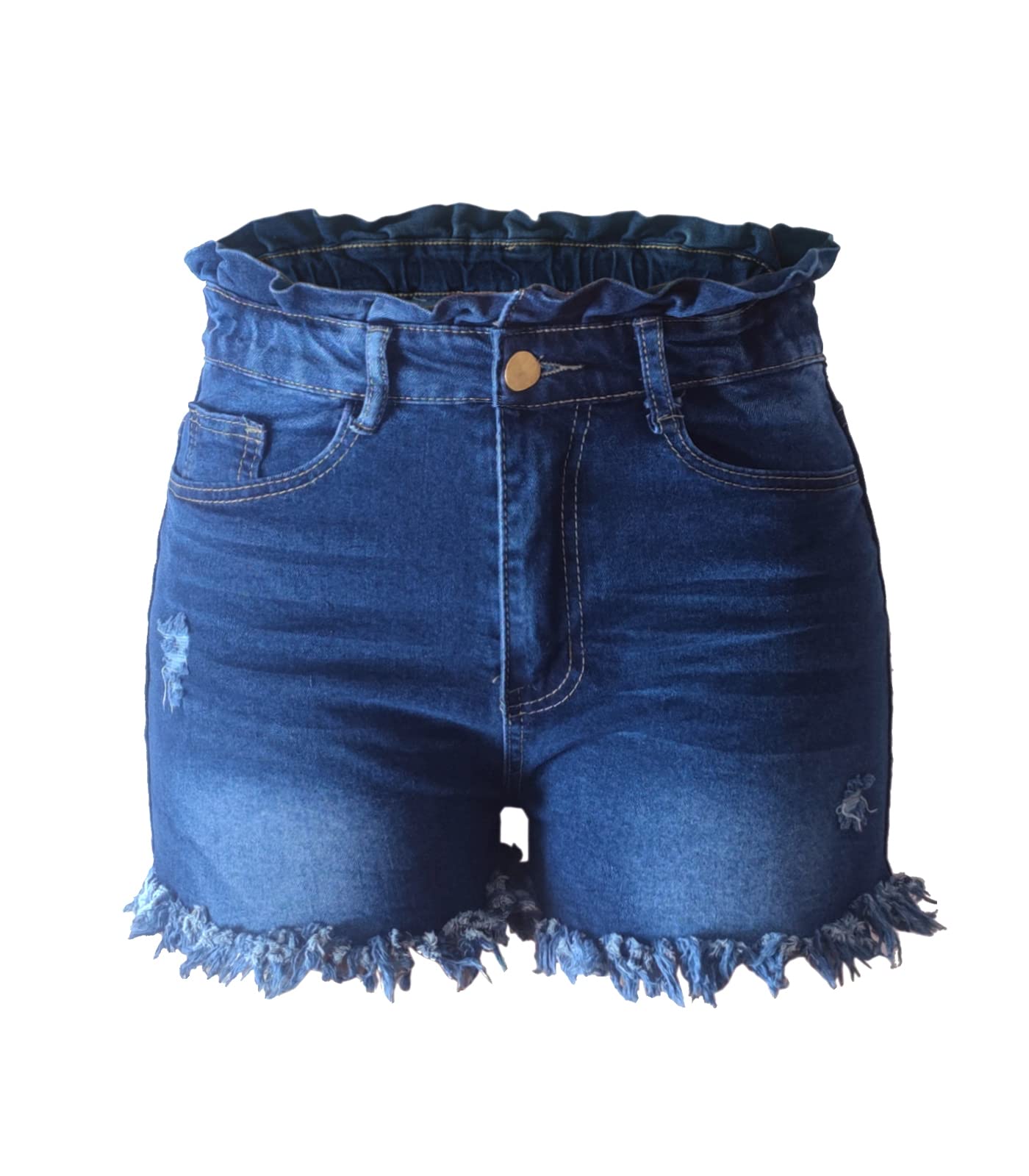 Atditama Women's High Waisted Stretchy Ripped Denim Shorts - Elastic Waist Skinny Jean Shorts for Summer | Casual Outfits, Beach Wear & Street Style