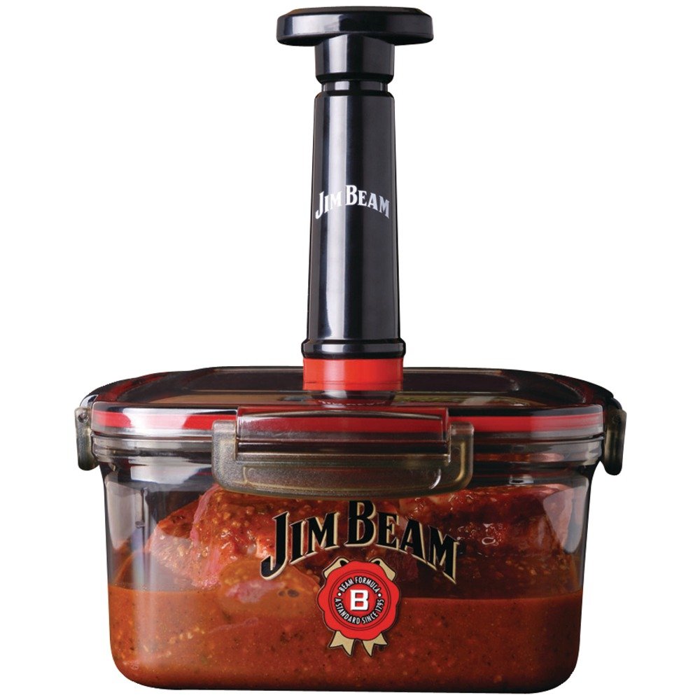 Jim Beam Vacuum Seal Marinade Box - Airtight Food Storage Container for Meat, Vegetables & Meal Prep | Perfect for Sous Vide, Refrigerator & Freezer Organization
