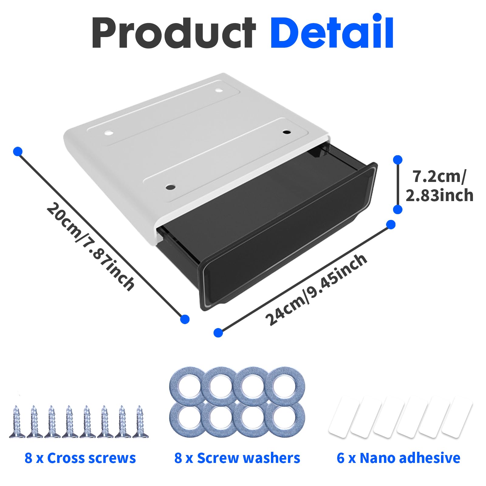 Self-Adhesive Under Desk Drawer Organizer - 2 Pack Hidden Slide-Out Storage Tray for Office Supplies, Stationery & Utensils - Perfect for Home Office, School Desk & Kitchen Countertop (Large, Black)