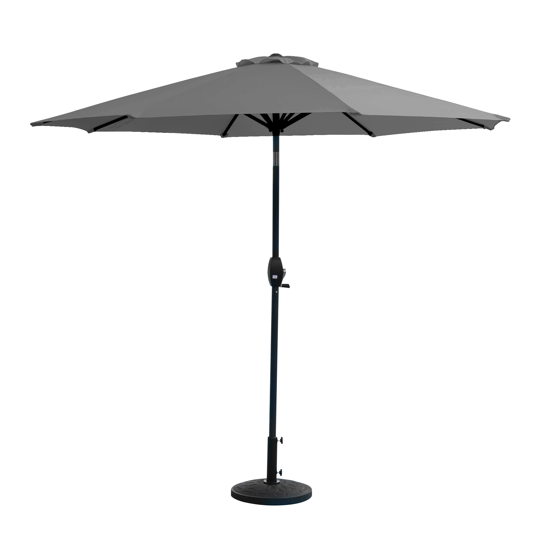 WestinTrends Paolo 9 Ft Outdoor Patio Umbrella with 30 lb Decorative Concrete Base - Gray Market Table Umbrella for Backyard, Poolside & Restaurant Outdoor Dining
