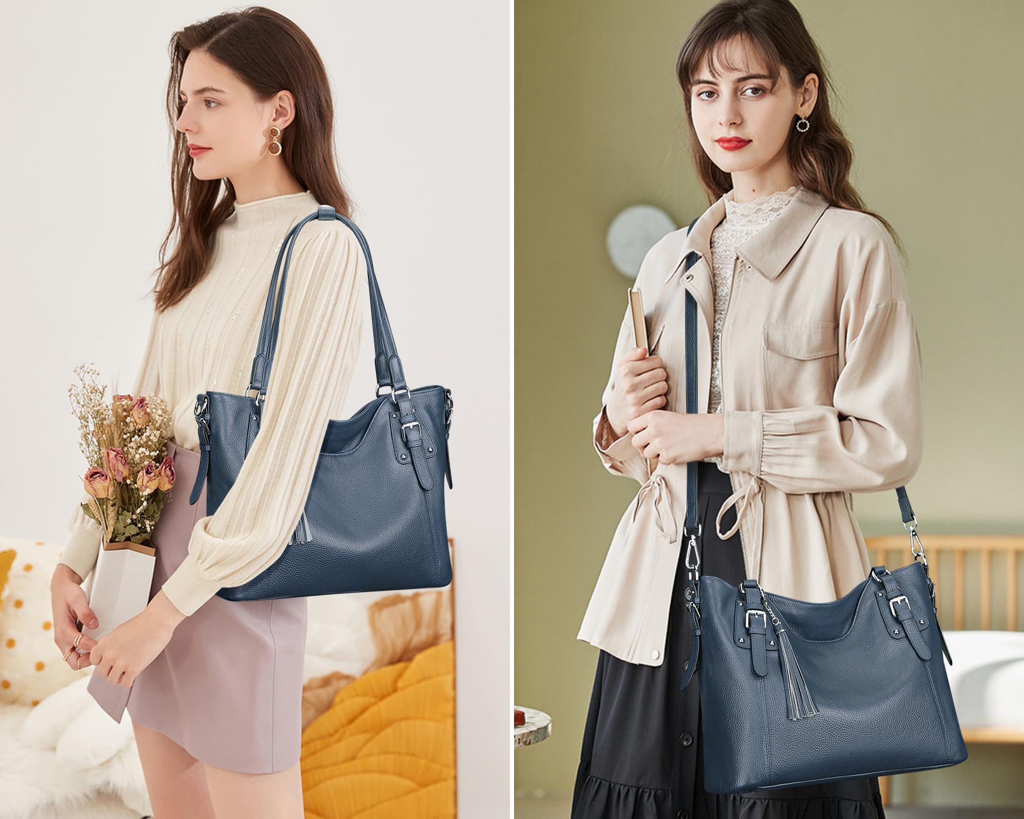 Genuine Leather Women's Shoulder Bag Tote Crossbody Purse - Soft & Stylish Handbag for Work, Travel & Everyday Use