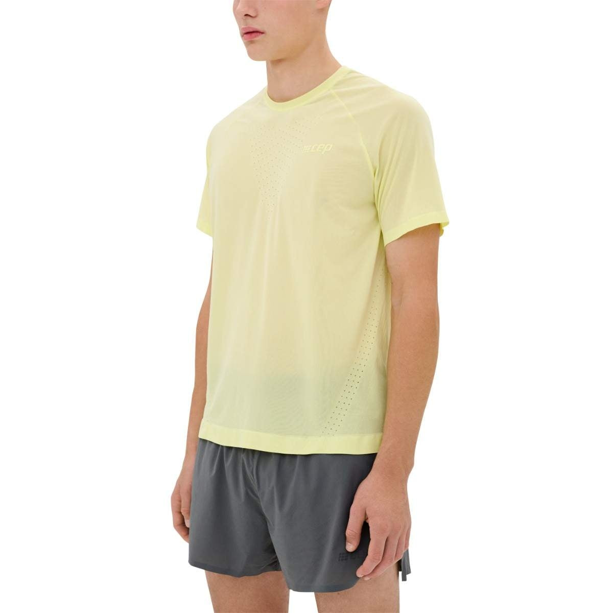 CEP Men's Ultralight Seamless Running Shirt - Short Sleeve V2 in Lime Green | Moisture-Wicking & Breathable Athletic Top for Running, Gym & Outdoor Sports