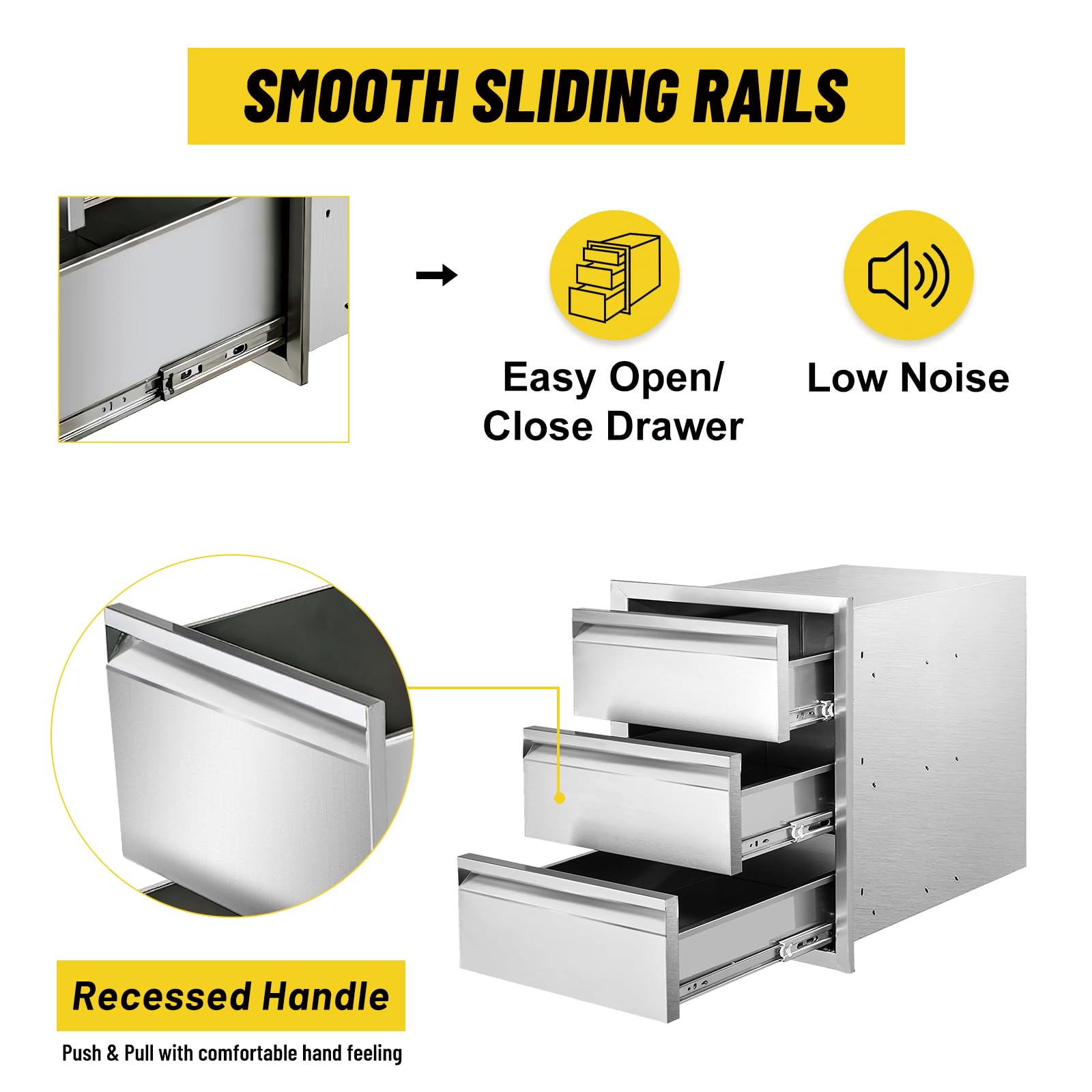 Stainless Steel Triple Drawer Outdoor Kitchen Cabinet - 18