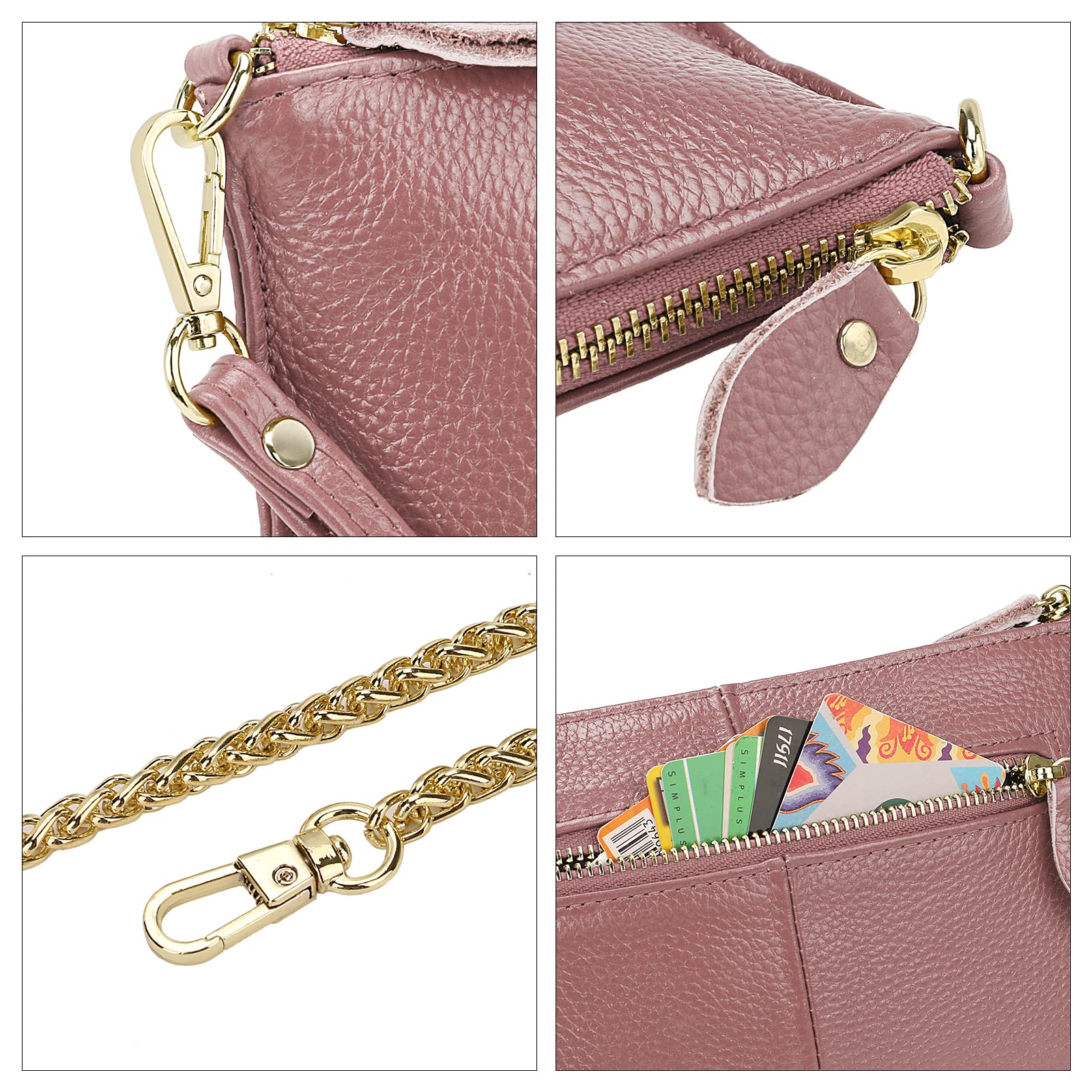 Uromee Women's Genuine Leather Wristlet Wallet Clutch Purse - Crossbody Bag with Detachable Shoulder Strap for Everyday Use, Travel & Special Occasions
