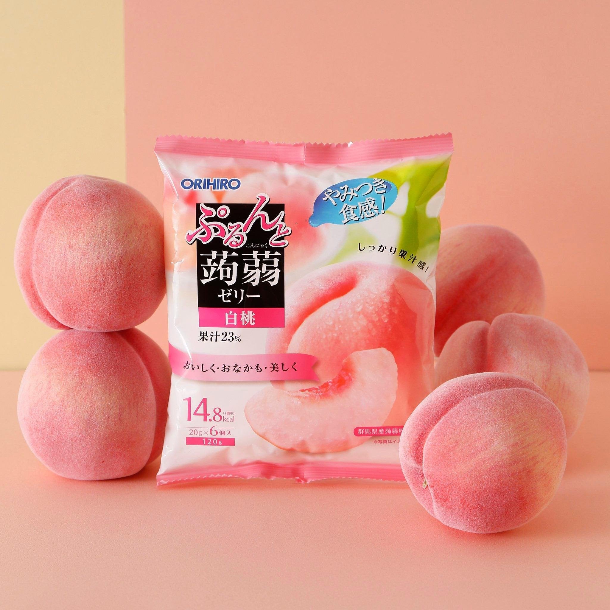 Orihiro Konjac Jelly Snack - Peach Flavor 120g | Low Calorie Japanese Dessert | Perfect for Weight Loss, Keto Diet & Healthy On-the-Go Snacking