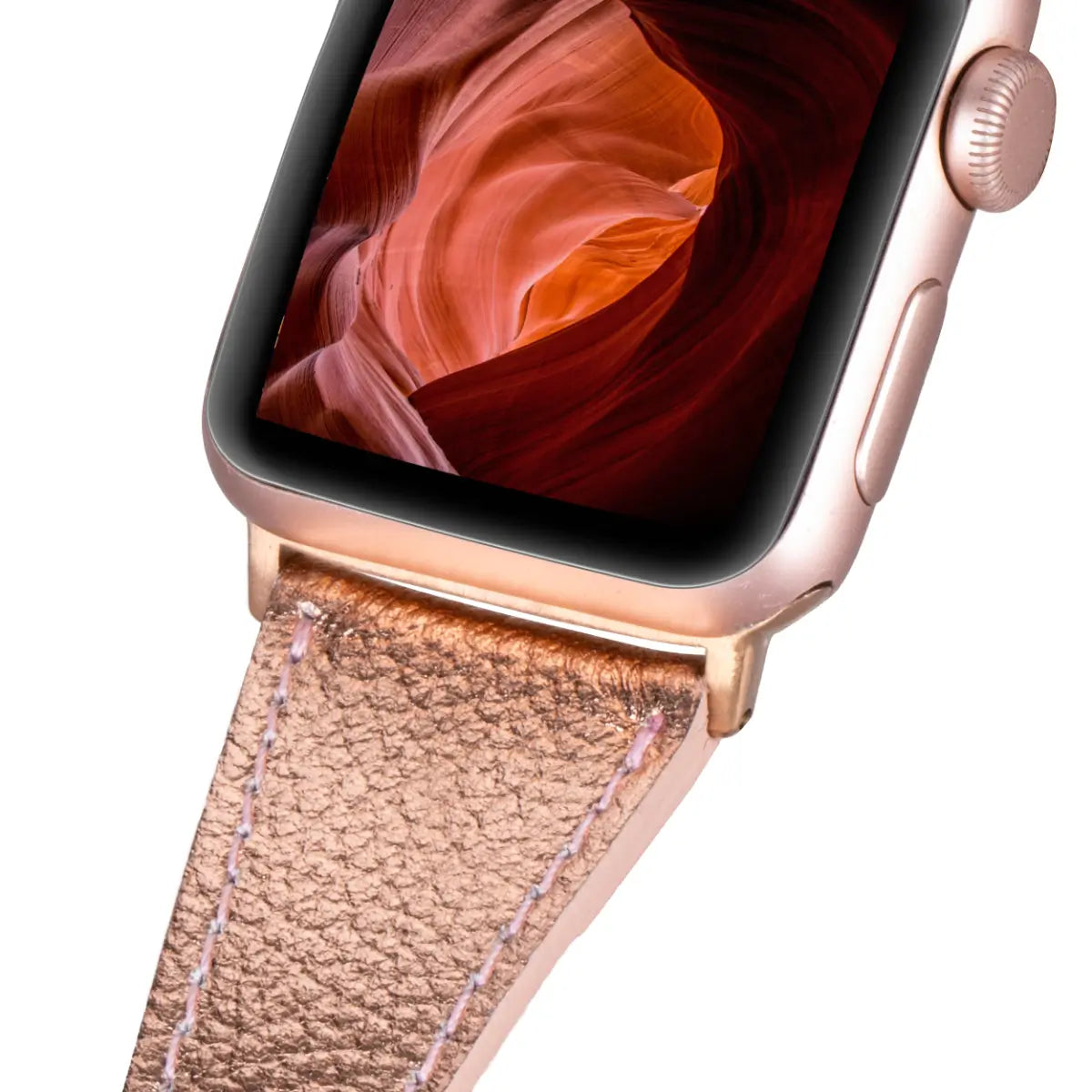 Slim Bronze Leather Double Tour Strap for Apple Watch - Elegant & Durable Replacement Band for Work, Gym & Everyday Wear