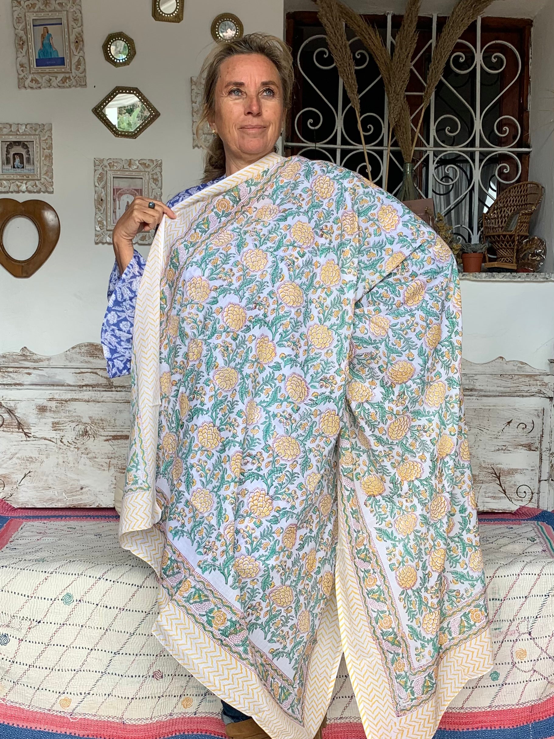 Stylish Block Print Cotton Sarong Pareo Shawl - New Collection for Beach, Pool & Summer Fashion