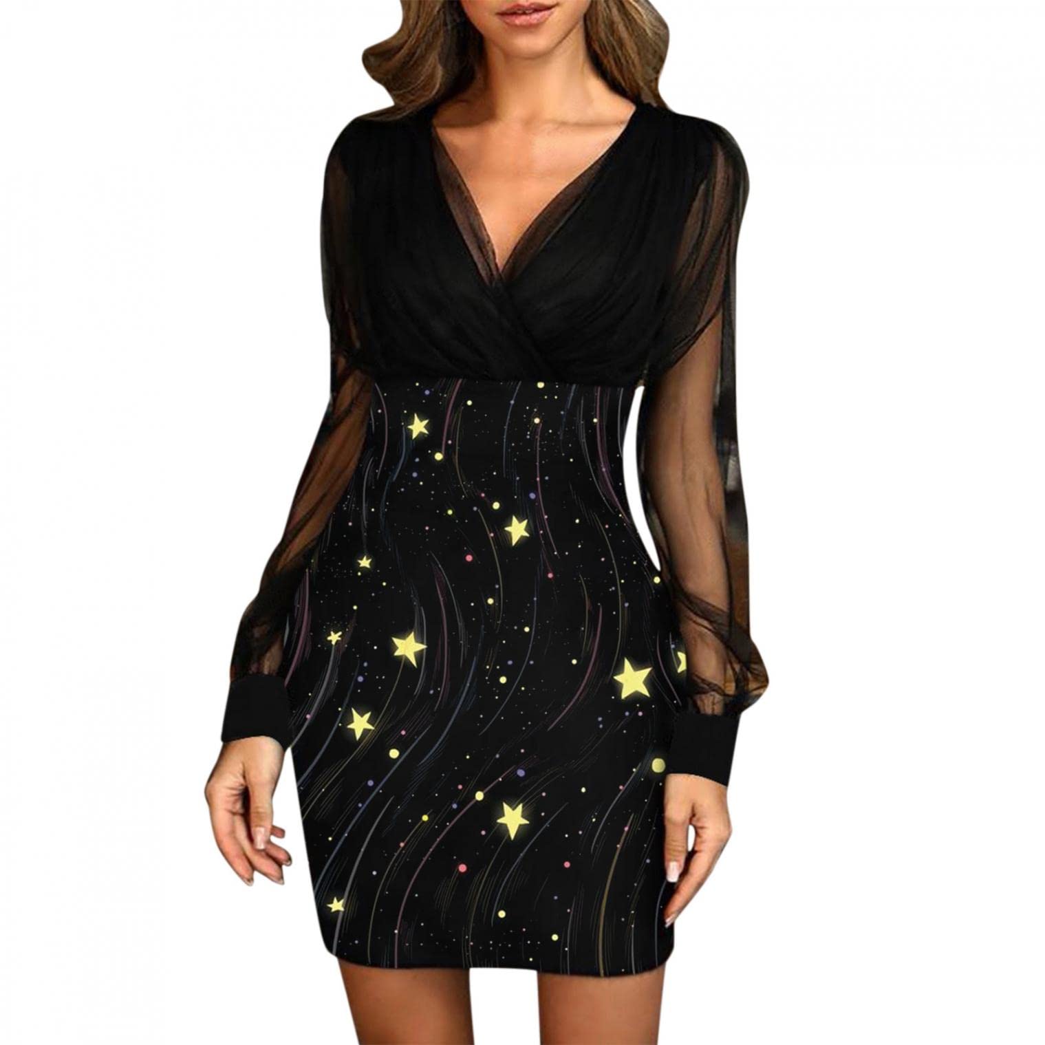 Masbird Women's Vintage Floral Lace Midi Dress - Elegant Long Sleeve Party Dress for Holiday, Wedding & Special Occasions