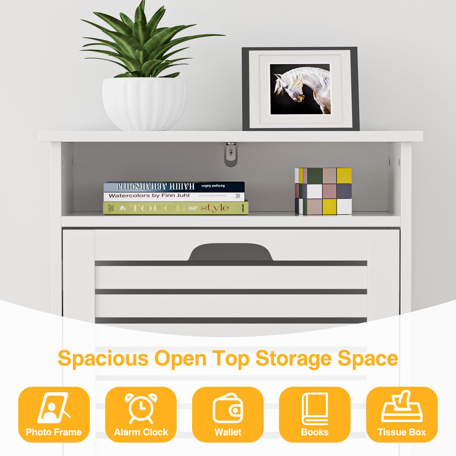 White Shoe Storage Cabinet with 2 Flip Drawers & Top Cubby - Slim Free Standing Shoe Rack Organizer for Entryway, Hallway, Closet - Perfect for Small Spaces & Apartment Living
