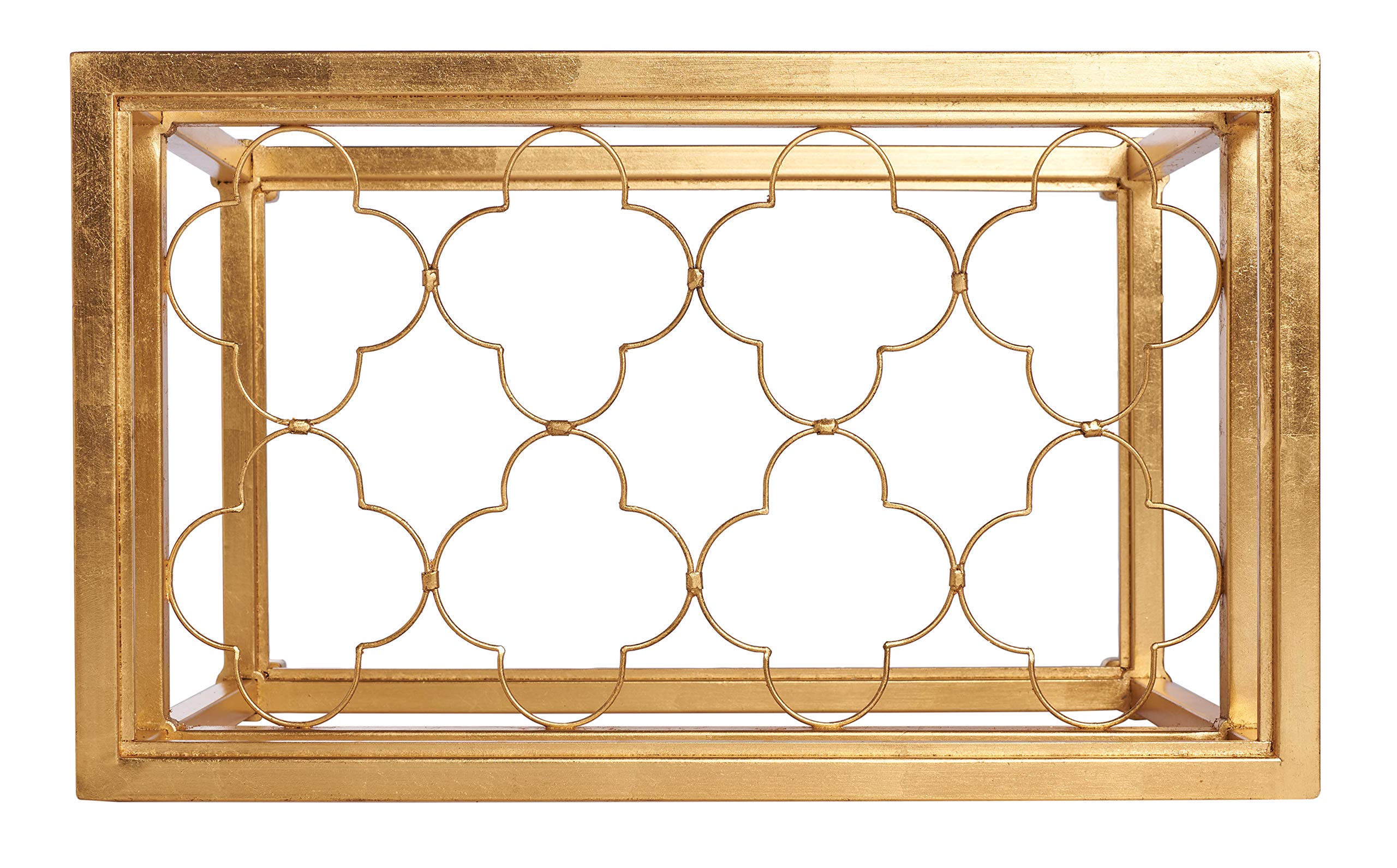 Safavieh American Homes Collection Hanzel Gold Leaf Glass Couture Side Table - Elegant Living Room Accent Table for Home Decor & Luxury Interior Design