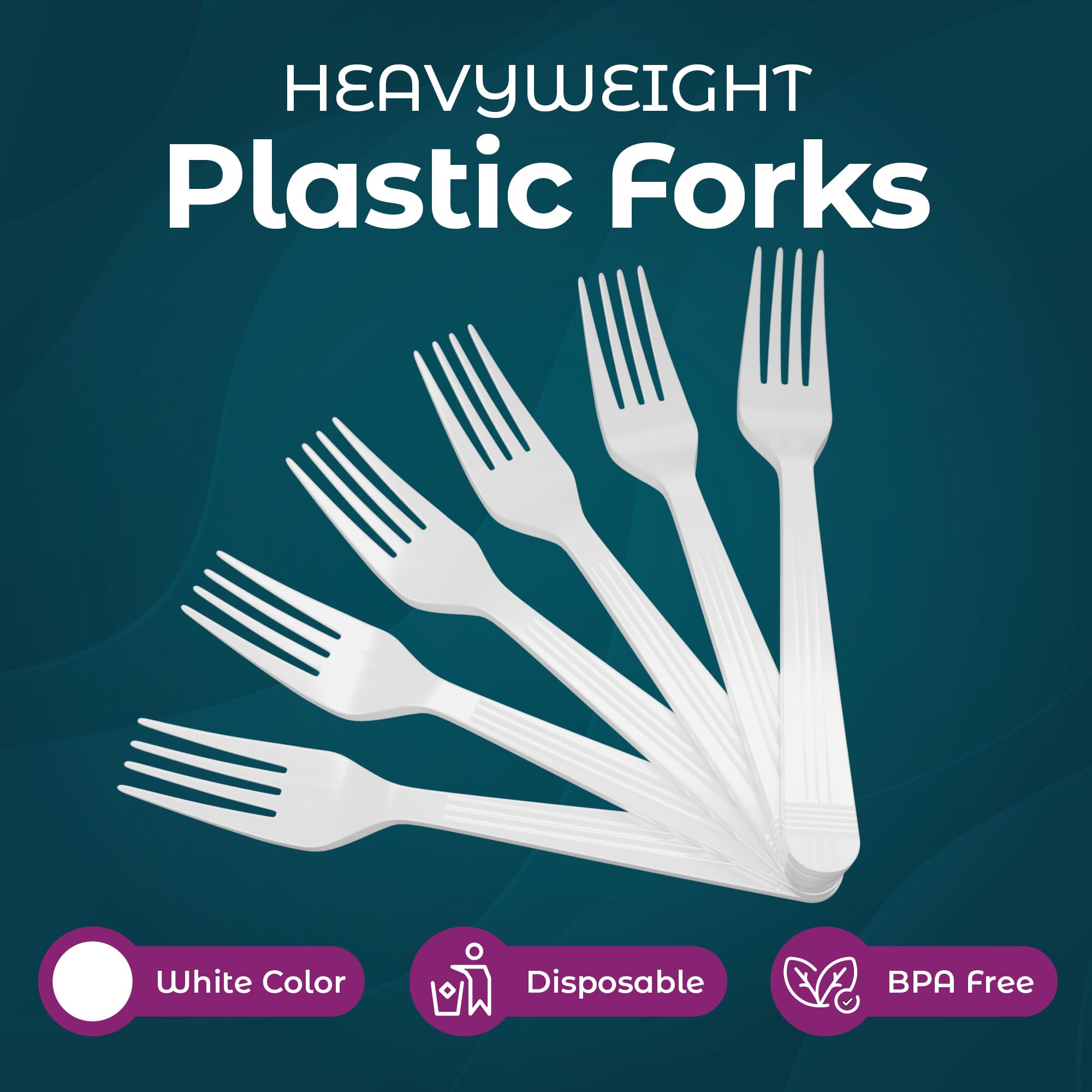 500 Count Heavyweight Disposable White Plastic Forks - Bulk Party Pack, Durable Salad Forks for Weddings, BBQs, Picnics, Catering & Home Use | BPA-Free Plastic Cutlery for Events, Travel & Everyday Dining