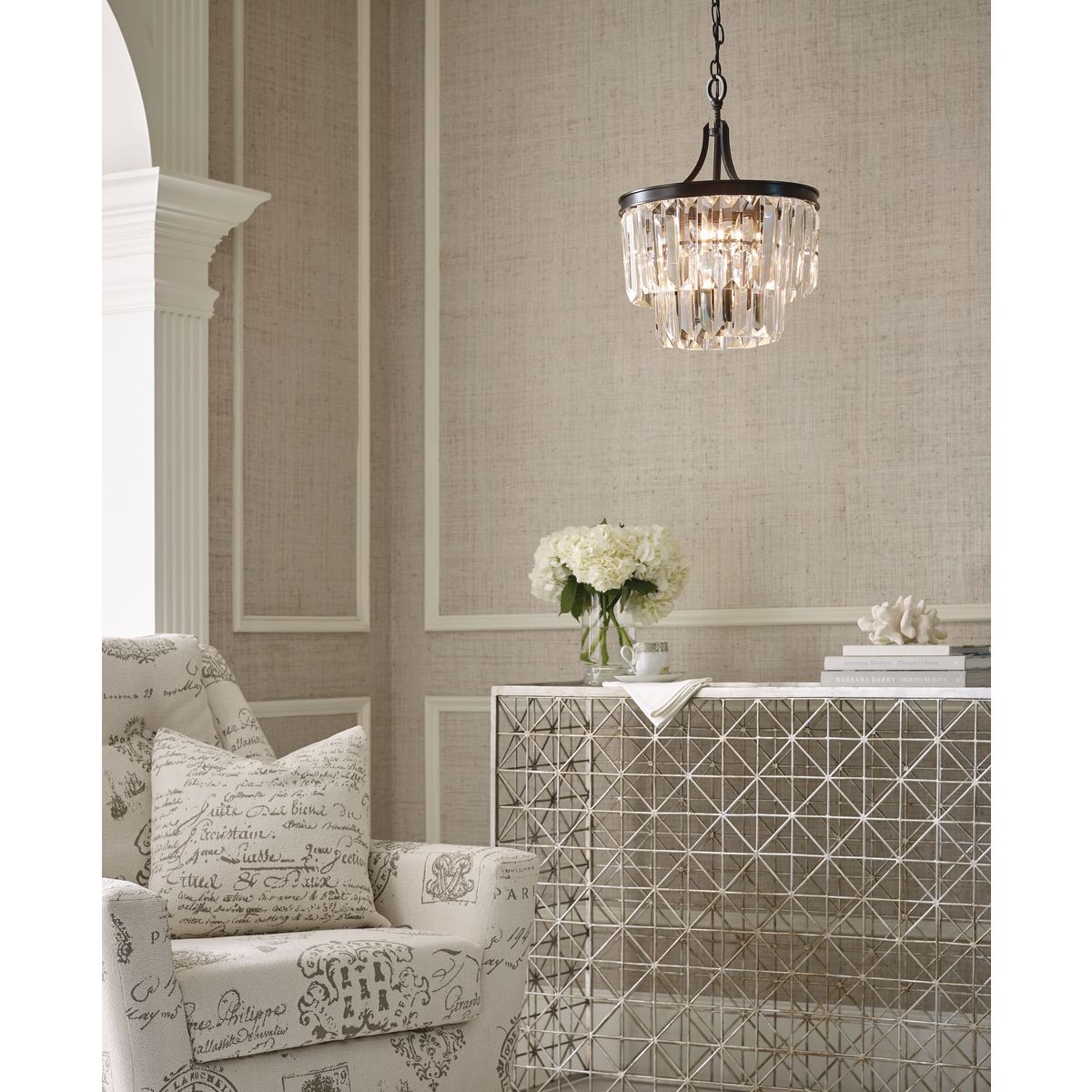 Glimmer Collection 3-Light Semi Flush Mount Ceiling Light Fixture - 15.5 Inch Convertible for Bedroom, Dining Room & Hallway Lighting