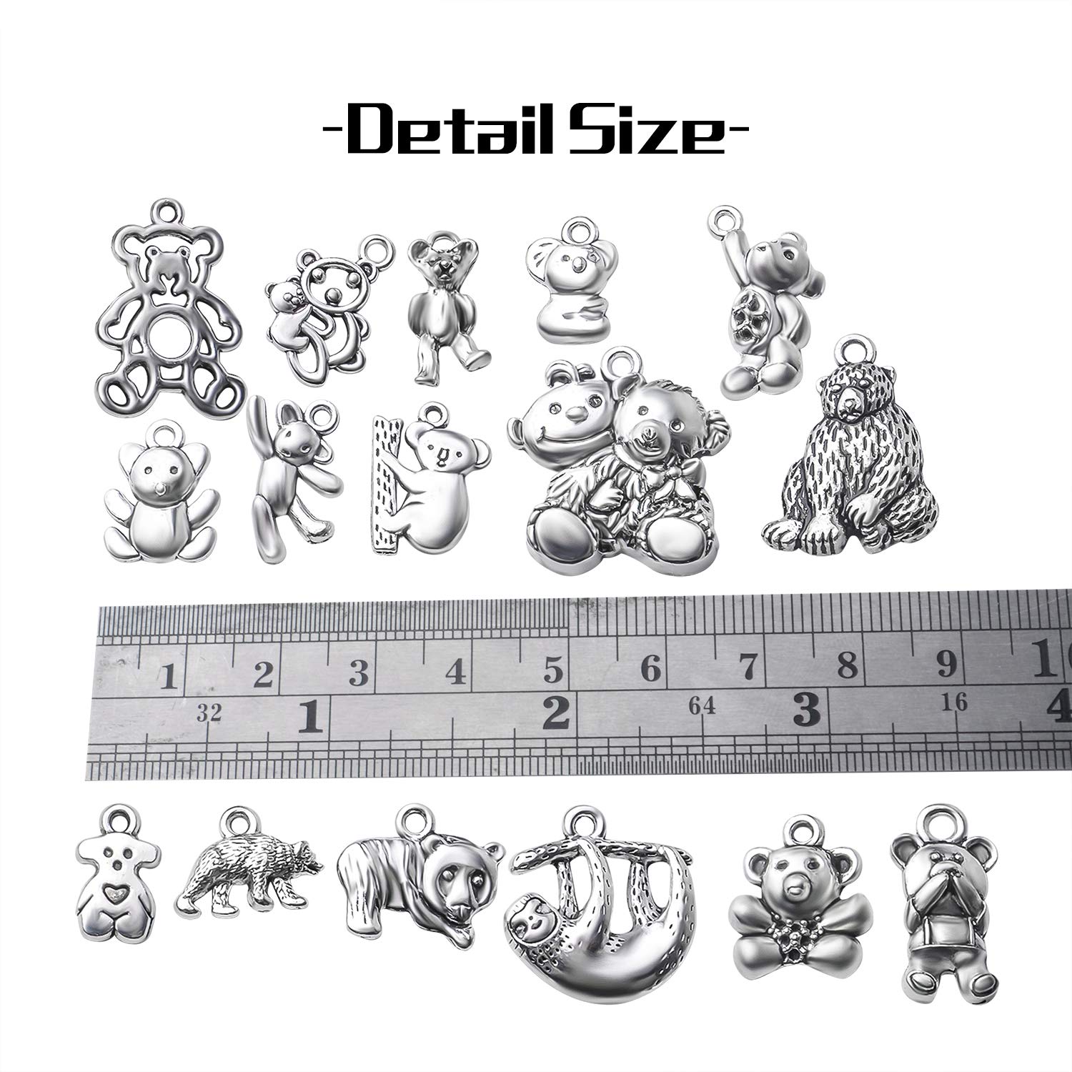 100g Antique Silver Bear Charms - Alloy Animal Pendants for DIY Jewelry Making, Necklace & Bracelet Accessories - Perfect for Crafting, Gift Giving & Handmade Jewelry Projects