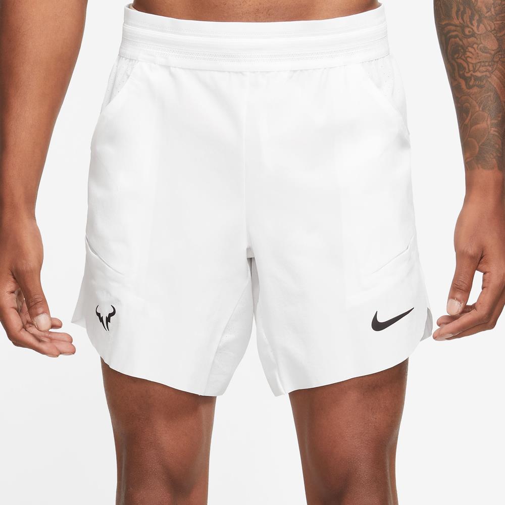 Nike Men's Rafa Advantage 7 Tennis Shorts - White/Black - Breathable & Quick-Dry for Tennis & Casual Wear
