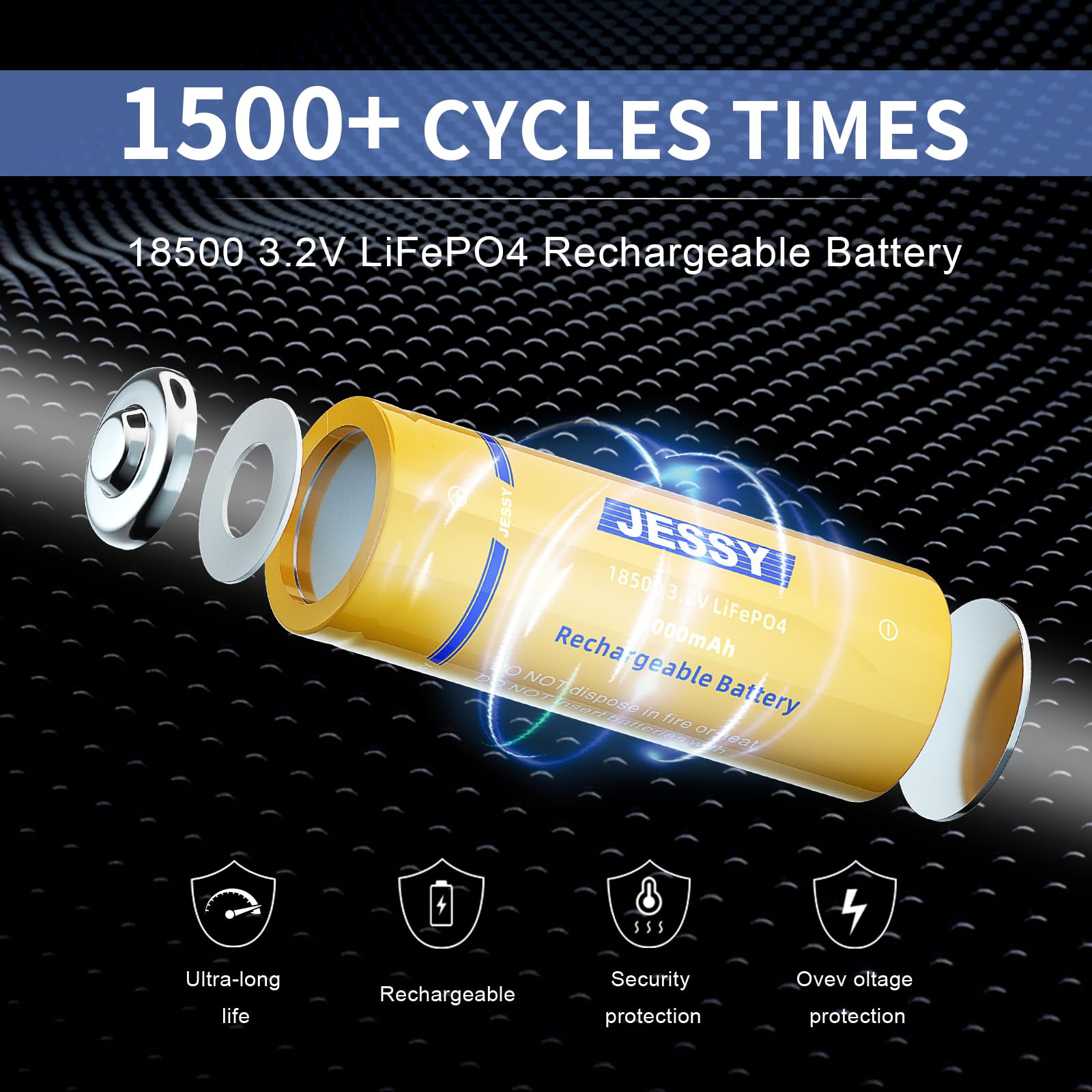 4 Pack 3.2V Rechargeable Solar Batteries - 18500 LiFePO4 Lithium Batteries 1000mAh for Outdoor Solar Lights, Garden Lights, Pathway Lights - Perfect for Backyard, Patio & Landscape Lighting