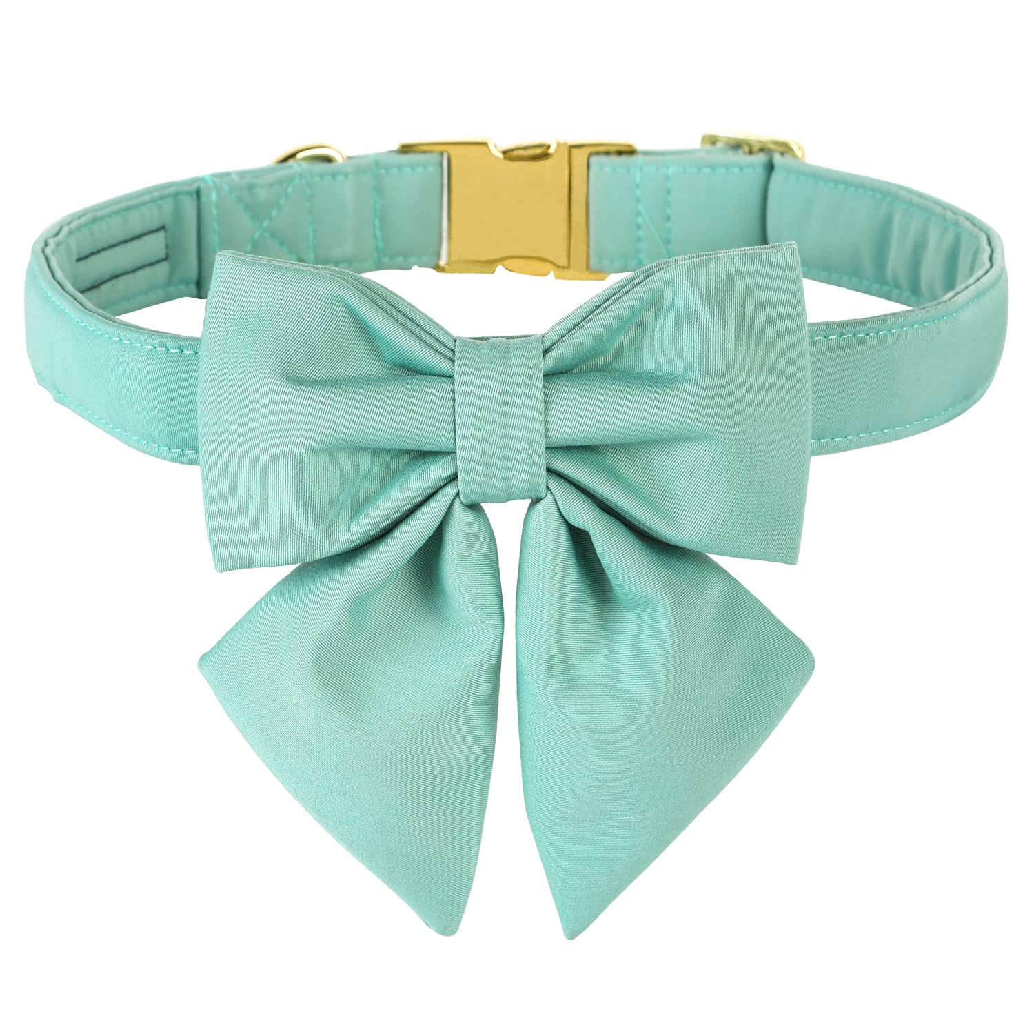 Adjustable Breakaway Dog Collar with Bow Tie - Green Sailor Style Collar for Small Medium Large XL Dogs - Golden Metal Buckle Pet Accessories - Perfect for Birthday Gifts, Costume Parties & Daily Walks