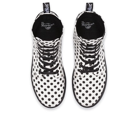 HACKNEY White and Black Dots Fine Canvas Boots for Women - Stylish Casual Ankle Boots for Everyday Wear, Office, and Outings