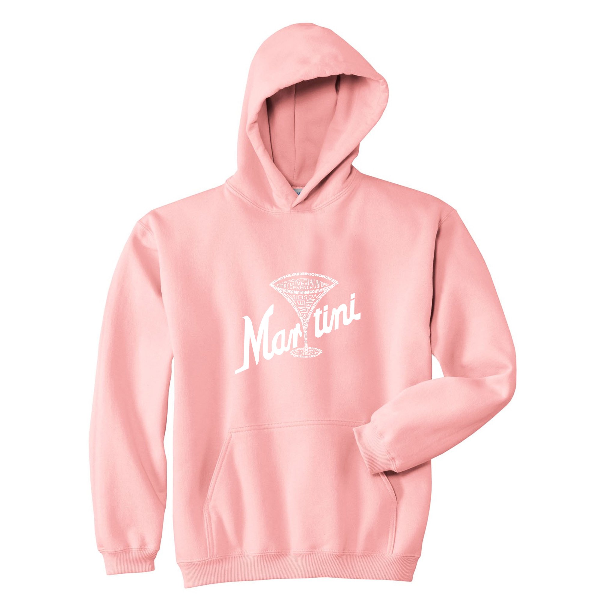 LA POP ART Women's Hooded Sweatshirt with Types of Martini Word Art Design | Trendy Graphic Pullover for Casual Wear & Cocktail Parties