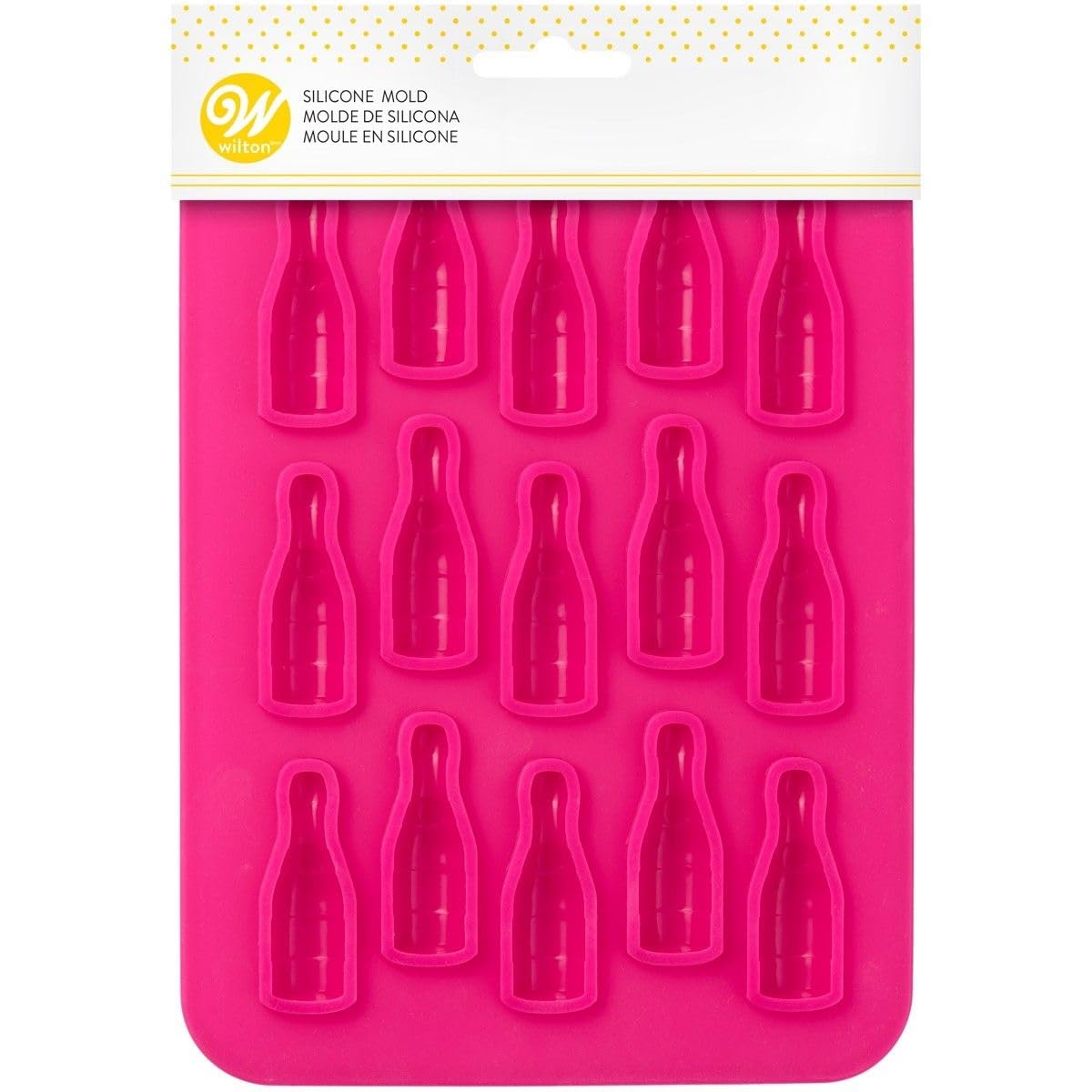 Wilton Silicone Wine Bottle Chocolate Candy Mold - 15 Cavities, Pink | Perfect for DIY Treats, Party Favors & Holiday Gifts