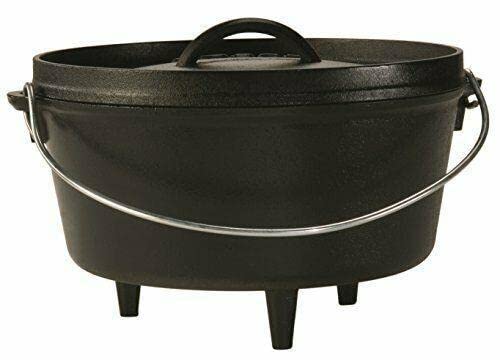 Pre-Seasoned 5-Quart Cast Iron Dutch Oven for Camping, Baking & Outdoor Cooking – Heavy Duty Enameled Pot for Stews, Bread & Roasts