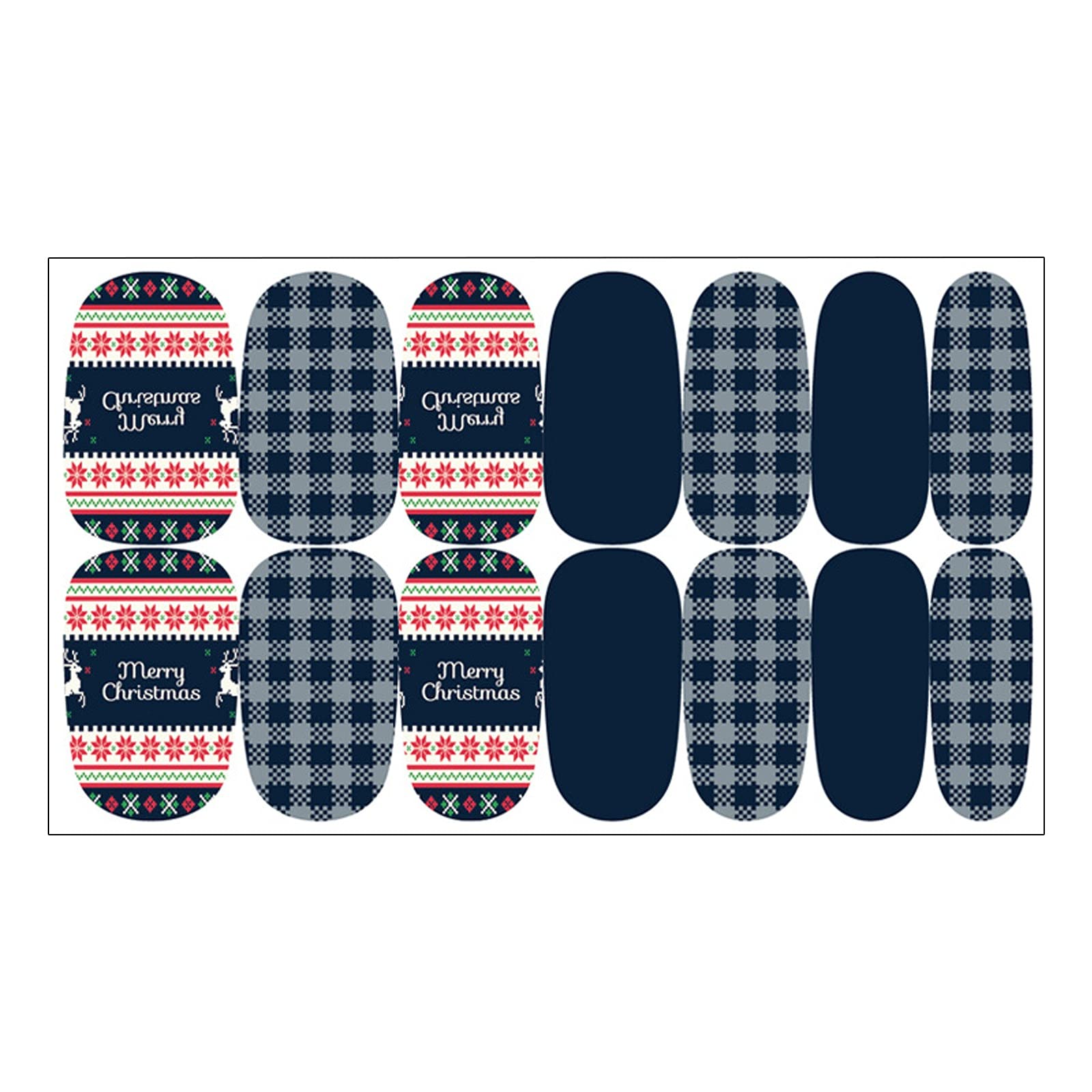 Shiusina Christmas Nail Stickers - Holiday Nail Art Decals for Manicure, Thick Nail Decorations (E-1, One Size) - Perfect for Christmas Parties, Gift Giving & Festive Nail Designs