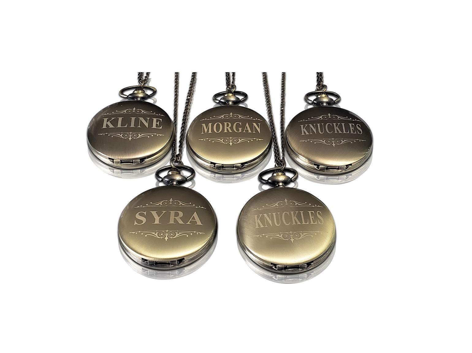 7 Engraved Pocket Watches for Groomsmen - Premium Wedding Gift Set with Chain, Box & Custom Engraving - 5 Color Options - His & Her Couples Gift - Perfect for Anniversaries, Engagements & Special Occasions