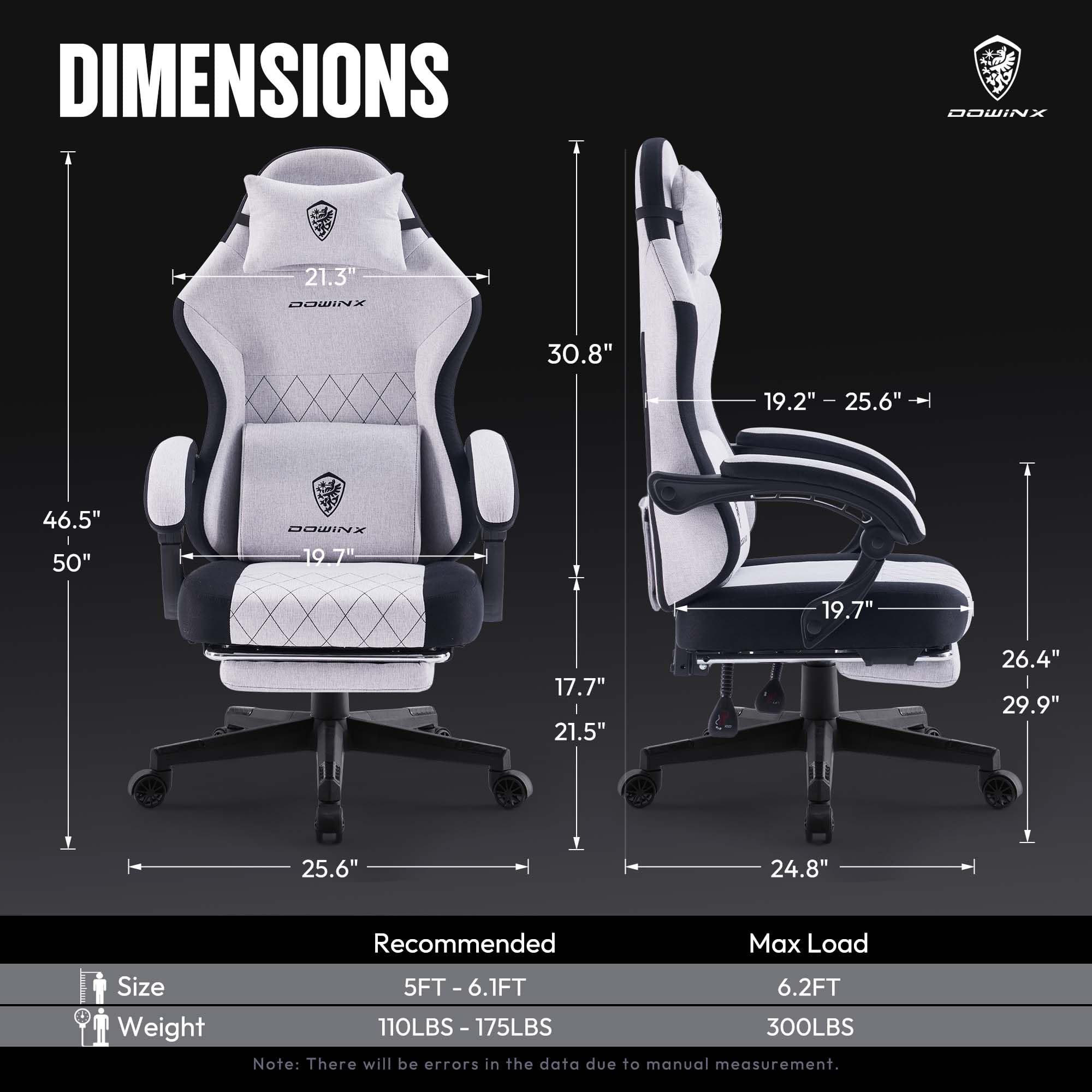 Dowinx Ergonomic Gaming Chair with Pocket Spring Cushion & Lumbar Support - High Back Office Computer Chair with Footrest for Adults - 300LBS Capacity Swivel Game Chair (Black/Gray) - Perfect for Home Office, Gaming Setup & Esports Tournaments